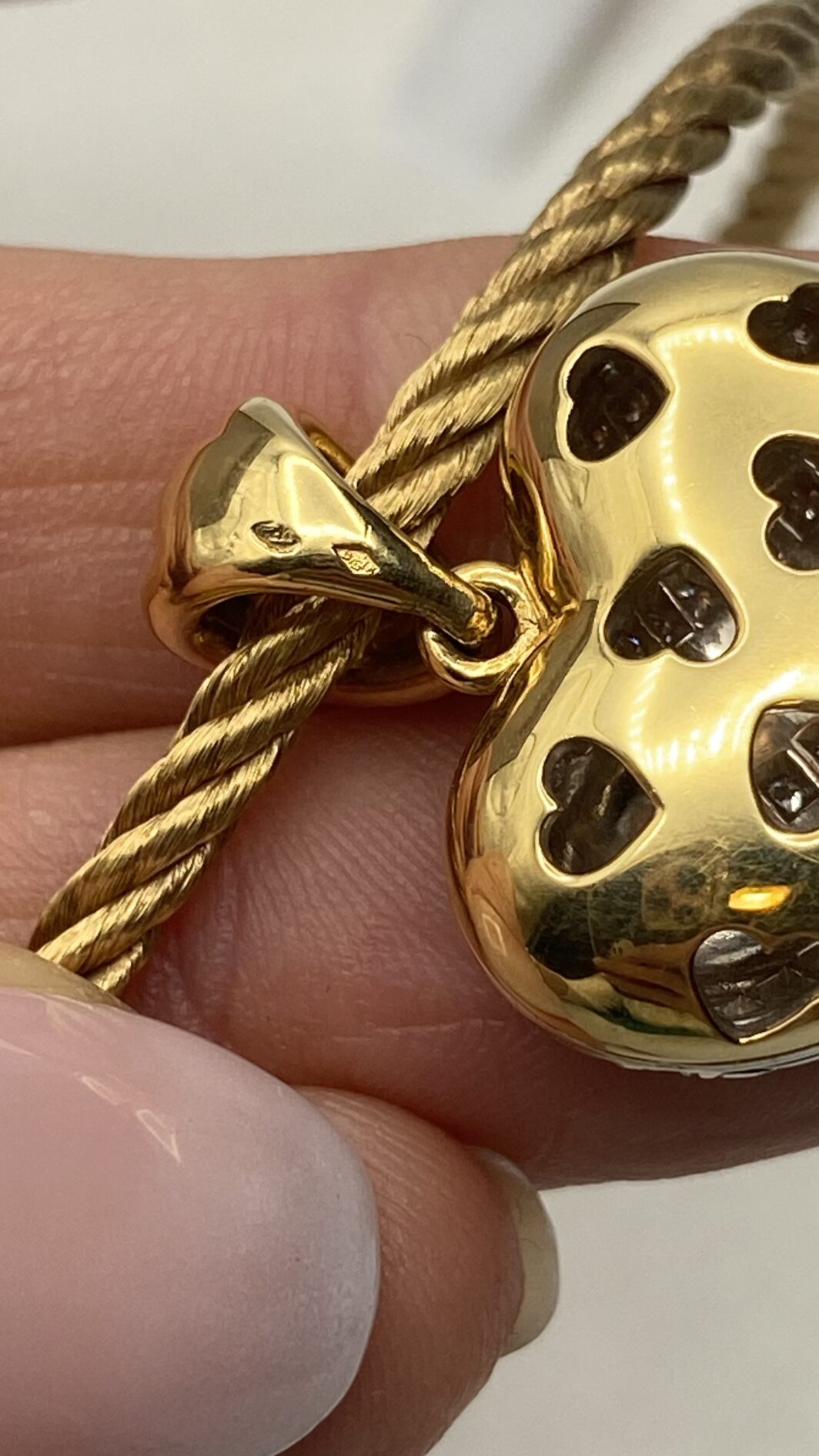 COLLIER CON CUORE DI BRILLANTI, TUTTO IN ORO 18 KT. OREFICERIA VINTAGE ANNI ‘80. - immagine 9