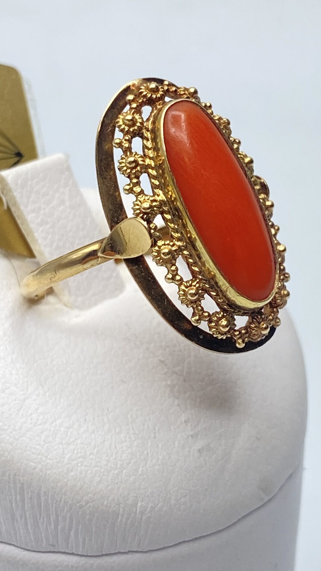 ANELLO IN ORO 14KT E CORALLO. EPOCA NAPOLEONE III. FRANCIA, XIX sec. - immagine 7