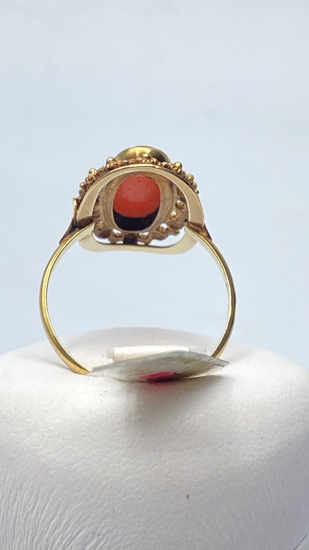 ANELLO IN ORO 14KT E CORALLO. EPOCA NAPOLEONE III. FRANCIA, XIX sec. - immagine 9