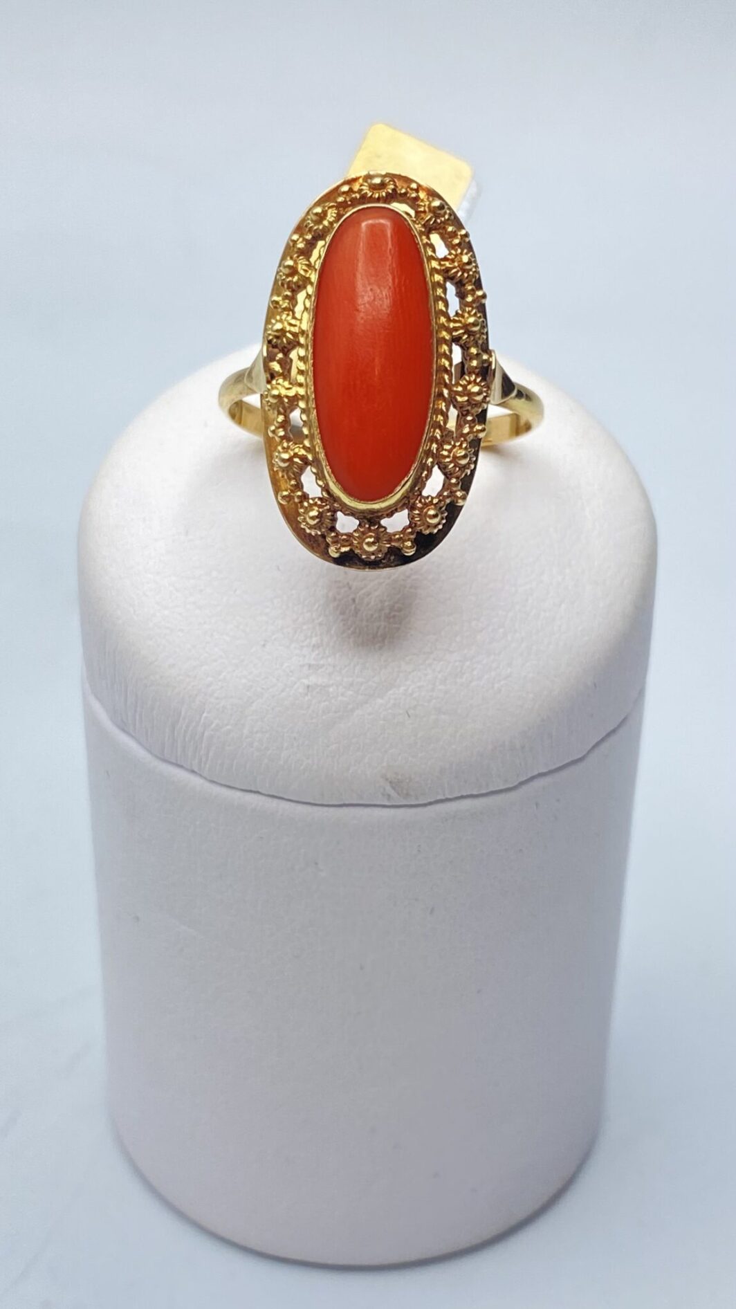 ANELLO IN ORO 14KT E CORALLO. EPOCA NAPOLEONE III. FRANCIA, XIX sec. - immagine 5
