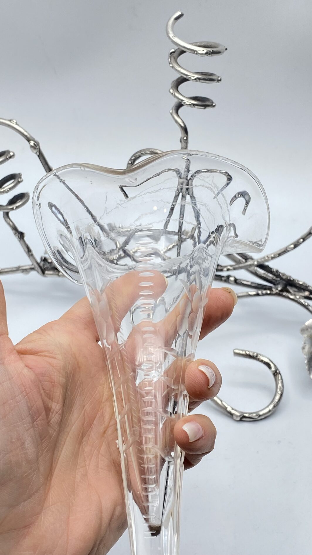 EPERGNE IN SHEFFIELD E CRISTALLO. EPOCA VITTORIANA, XIX sec. - immagine 10