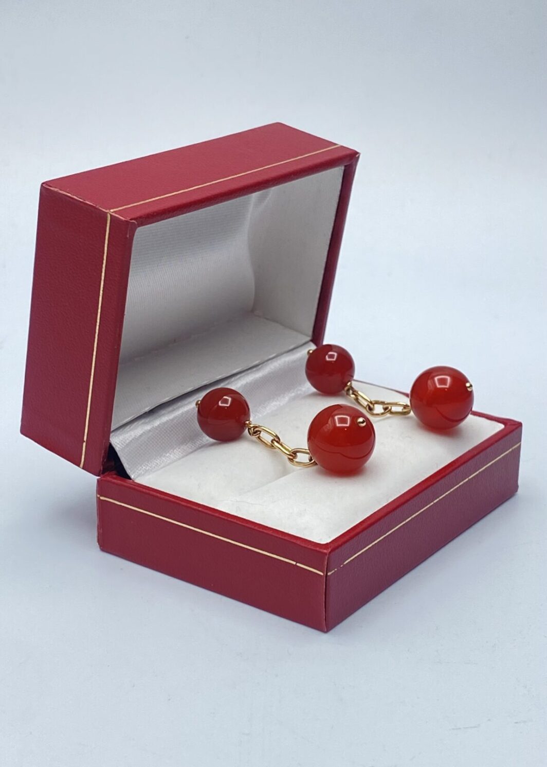 GEMELLI IN ORO 18KT E CORNIOLE. VINTAGE ANNI ‘40