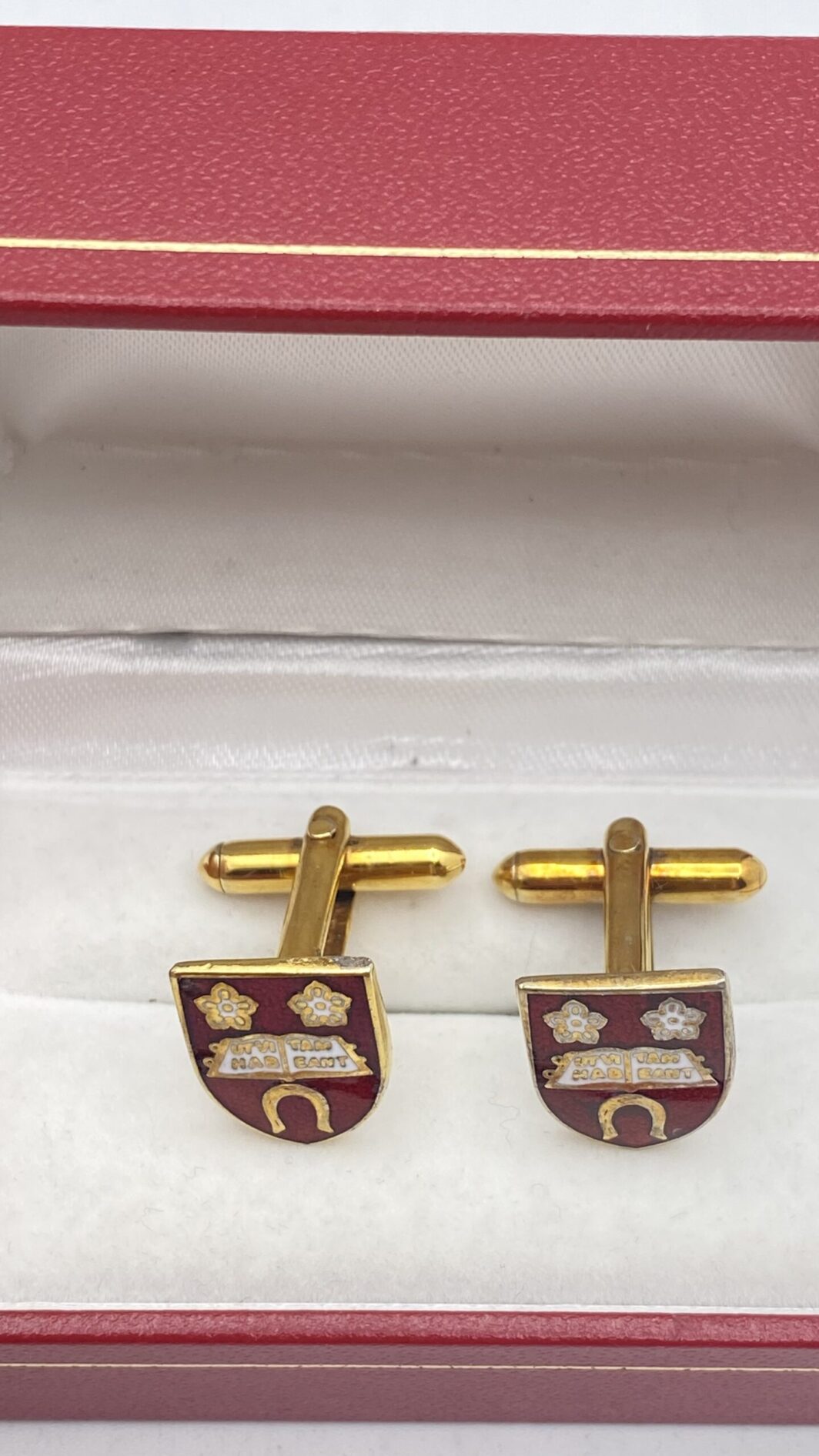 “UNIVERSITY OF LEICESTER”. GEMELLI VINTAGE. METALLO DORATO E SMALTI. - immagine 3