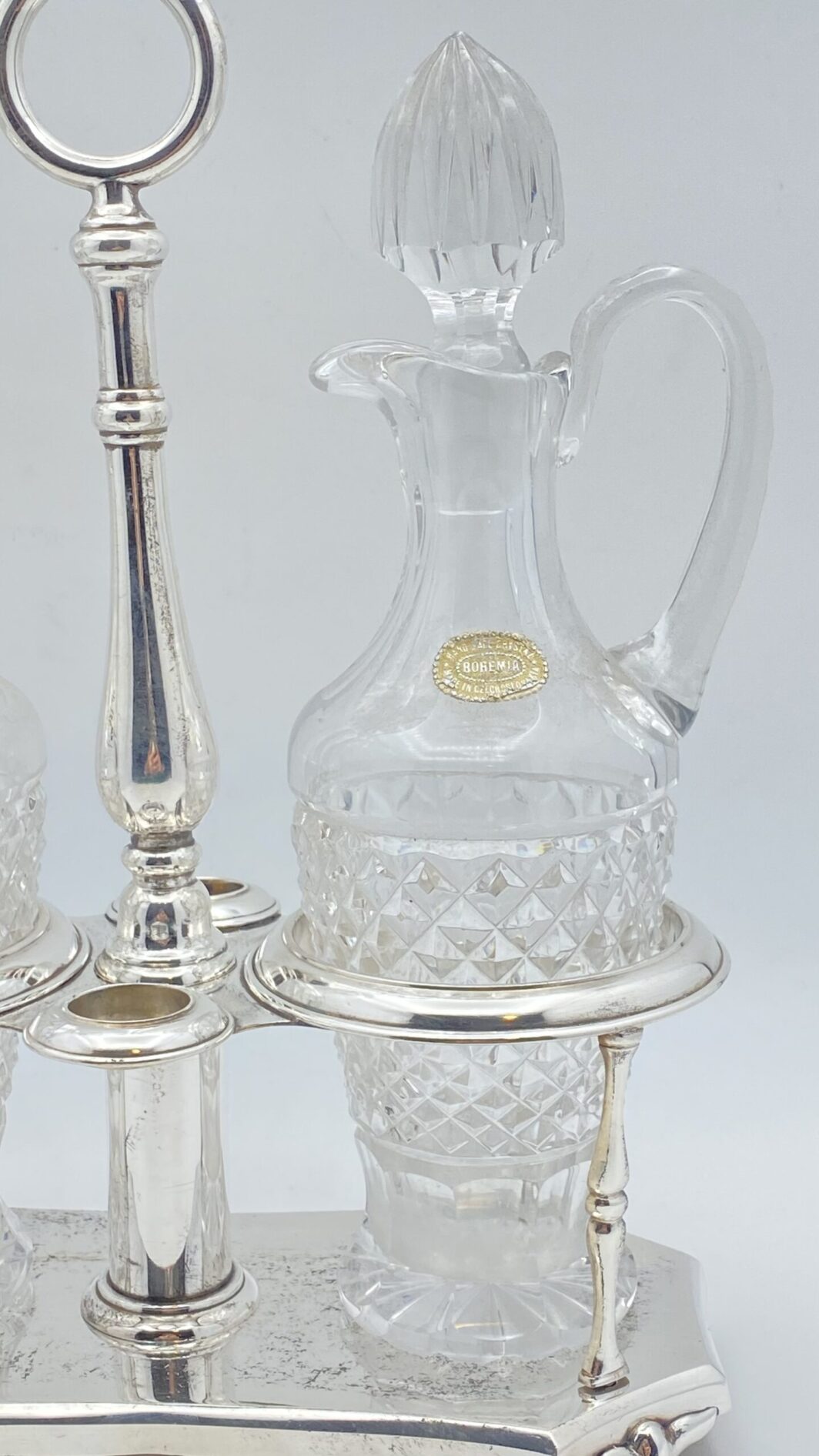 BERNDORF METALWARE FACTORY ARTHUR KRUPP. CRISTALLO DI BOEMIA E SHEFFIELD. CRUET FINE XIX sec. - immagine 5