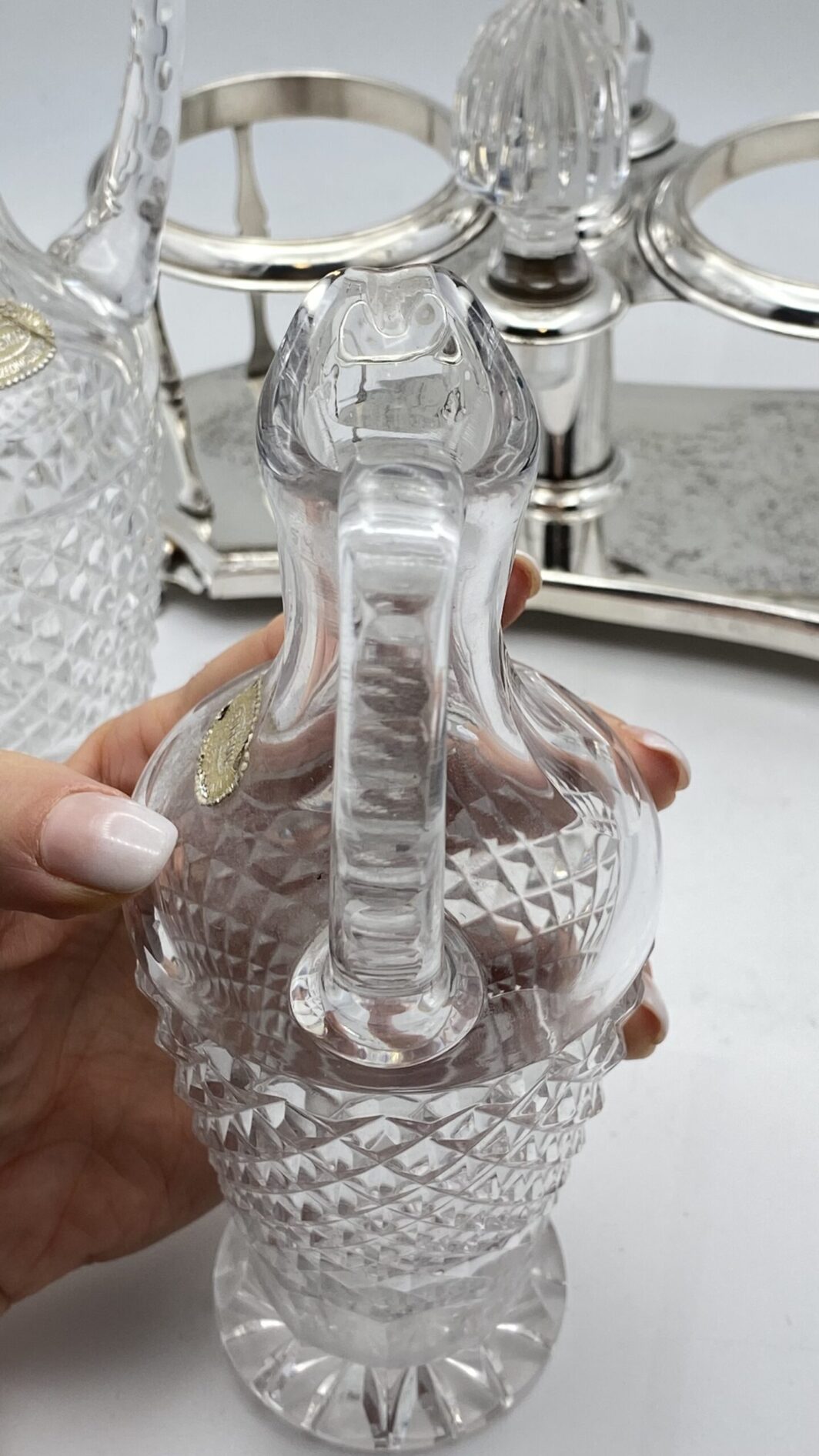 BERNDORF METALWARE FACTORY ARTHUR KRUPP. CRISTALLO DI BOEMIA E SHEFFIELD. CRUET FINE XIX sec. - immagine 17