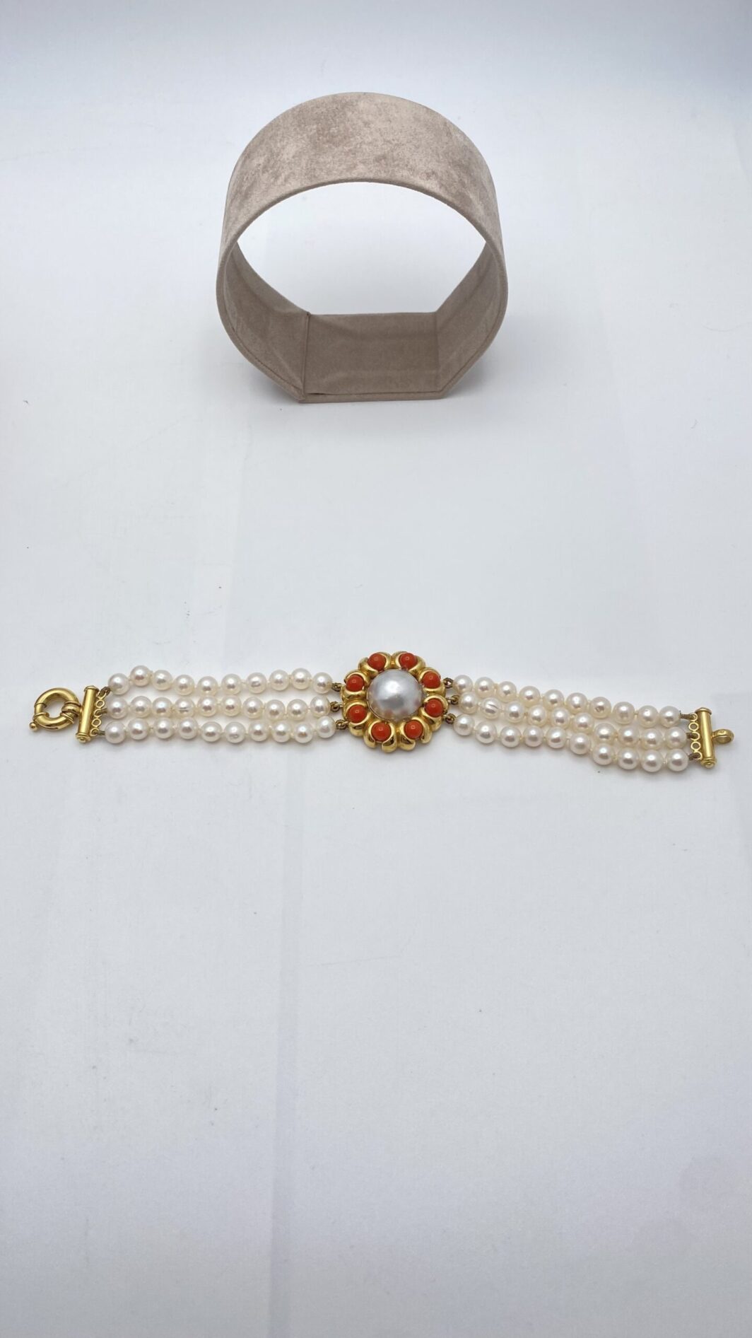 PERLE, ORO 18KT E CORALLO. BRACCIALE VINTAGE ANNI ‘70. ITALIA. - immagine 10