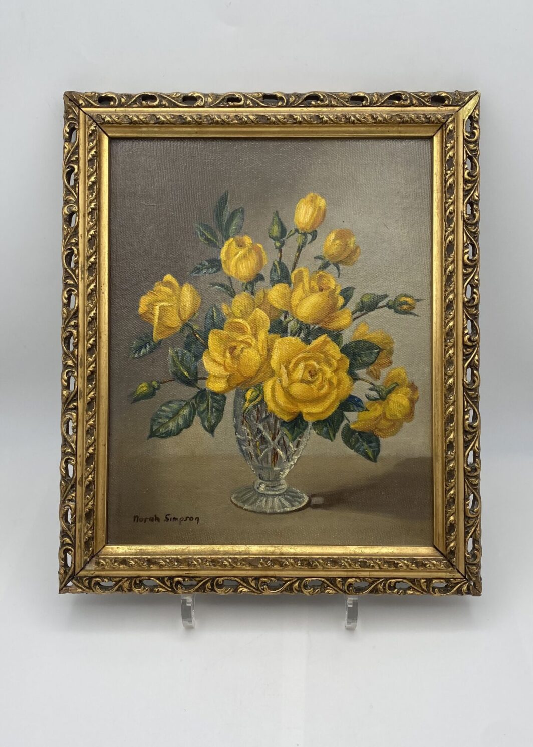 NORAH SIMPSON (1895-1974). ‘’ROSE GIALLE’’. OLIO SU TELA.
