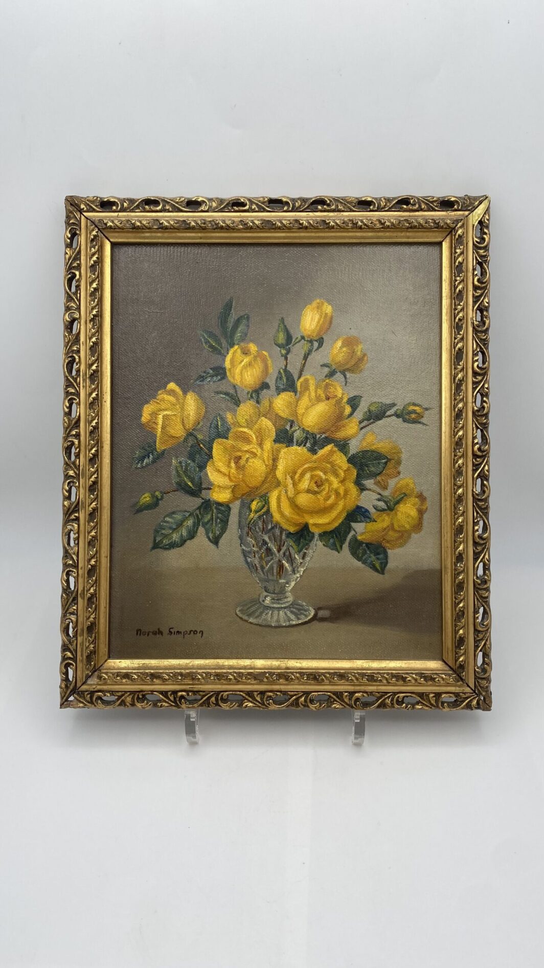 NORAH SIMPSON (1895-1974). ‘’ROSE GIALLE’’. OLIO SU TELA.
