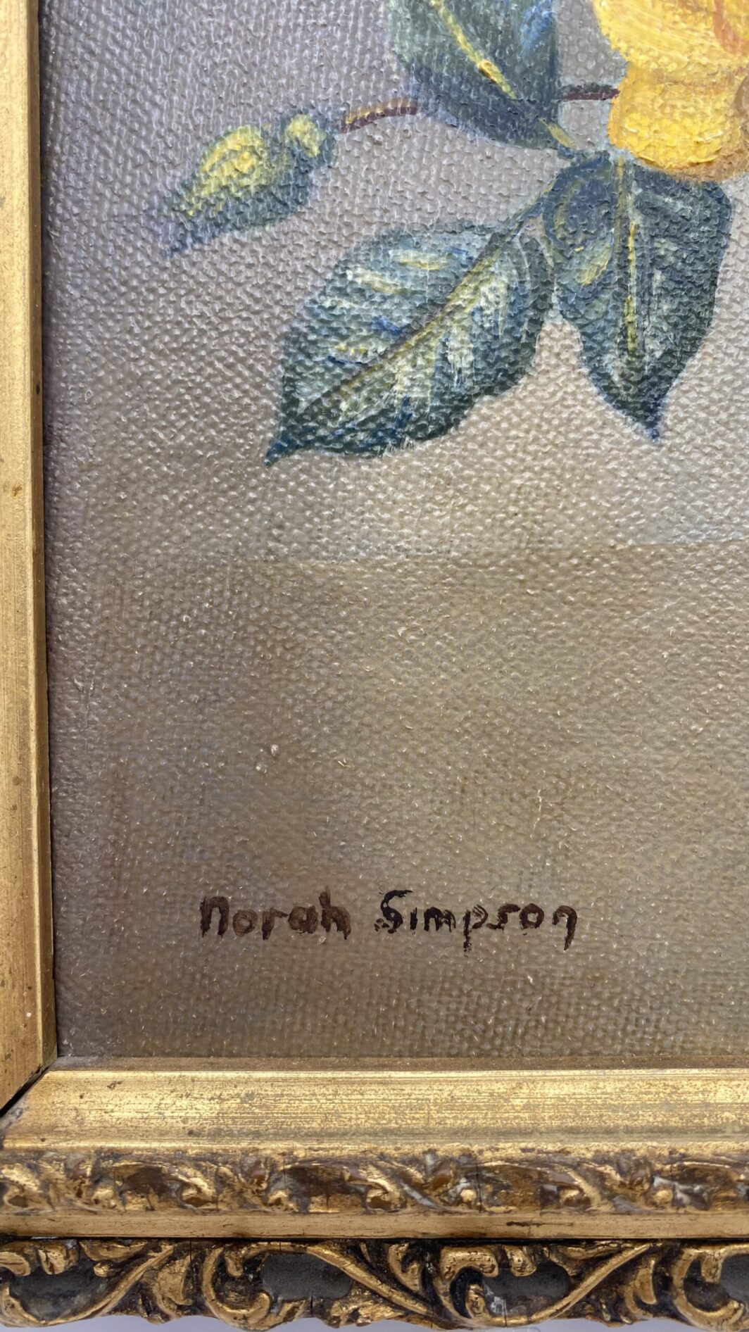 NORAH SIMPSON (1895-1974). ‘’ROSE GIALLE’’. OLIO SU TELA. - immagine 3