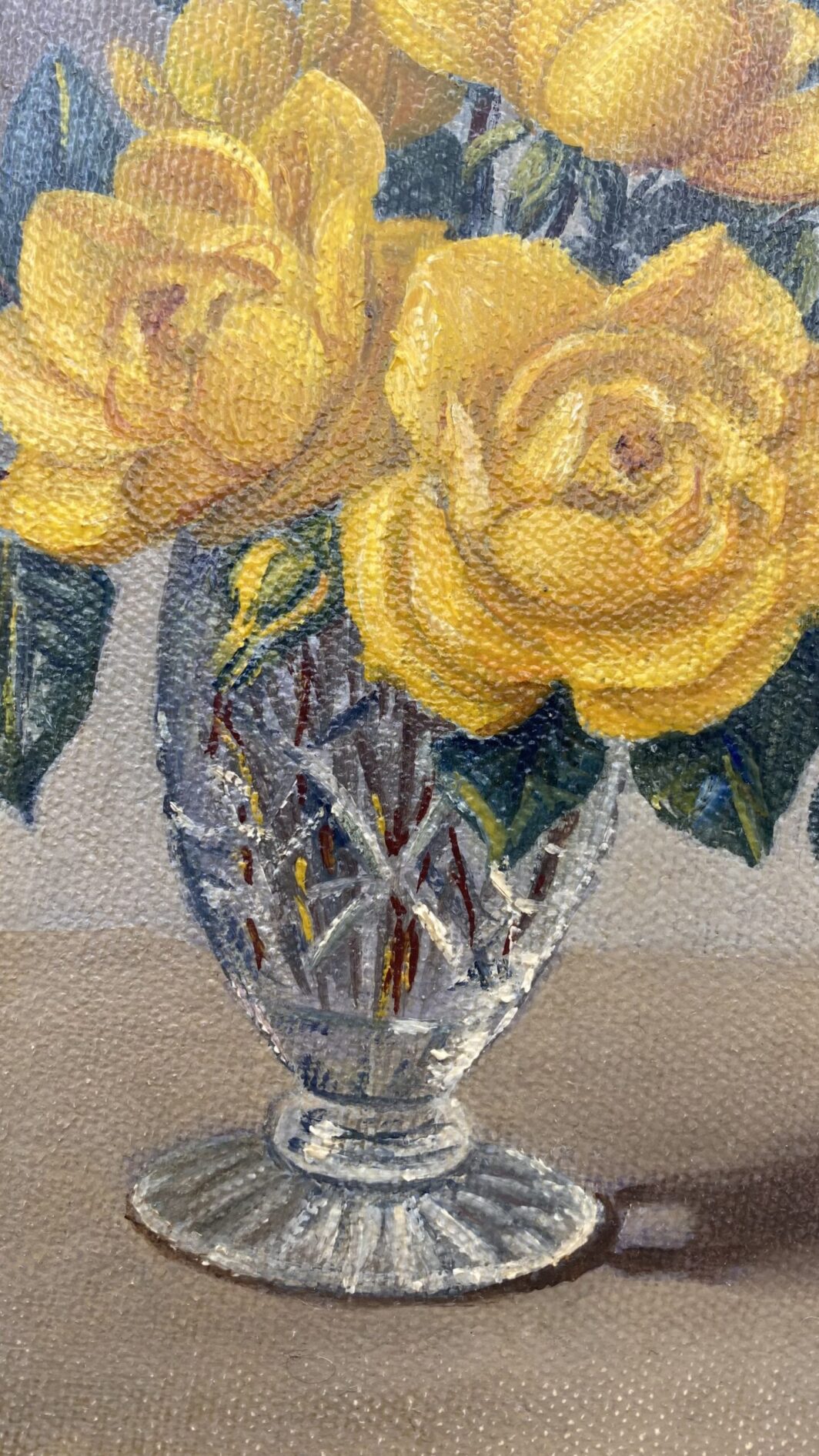 NORAH SIMPSON (1895-1974). ‘’ROSE GIALLE’’. OLIO SU TELA. - immagine 7