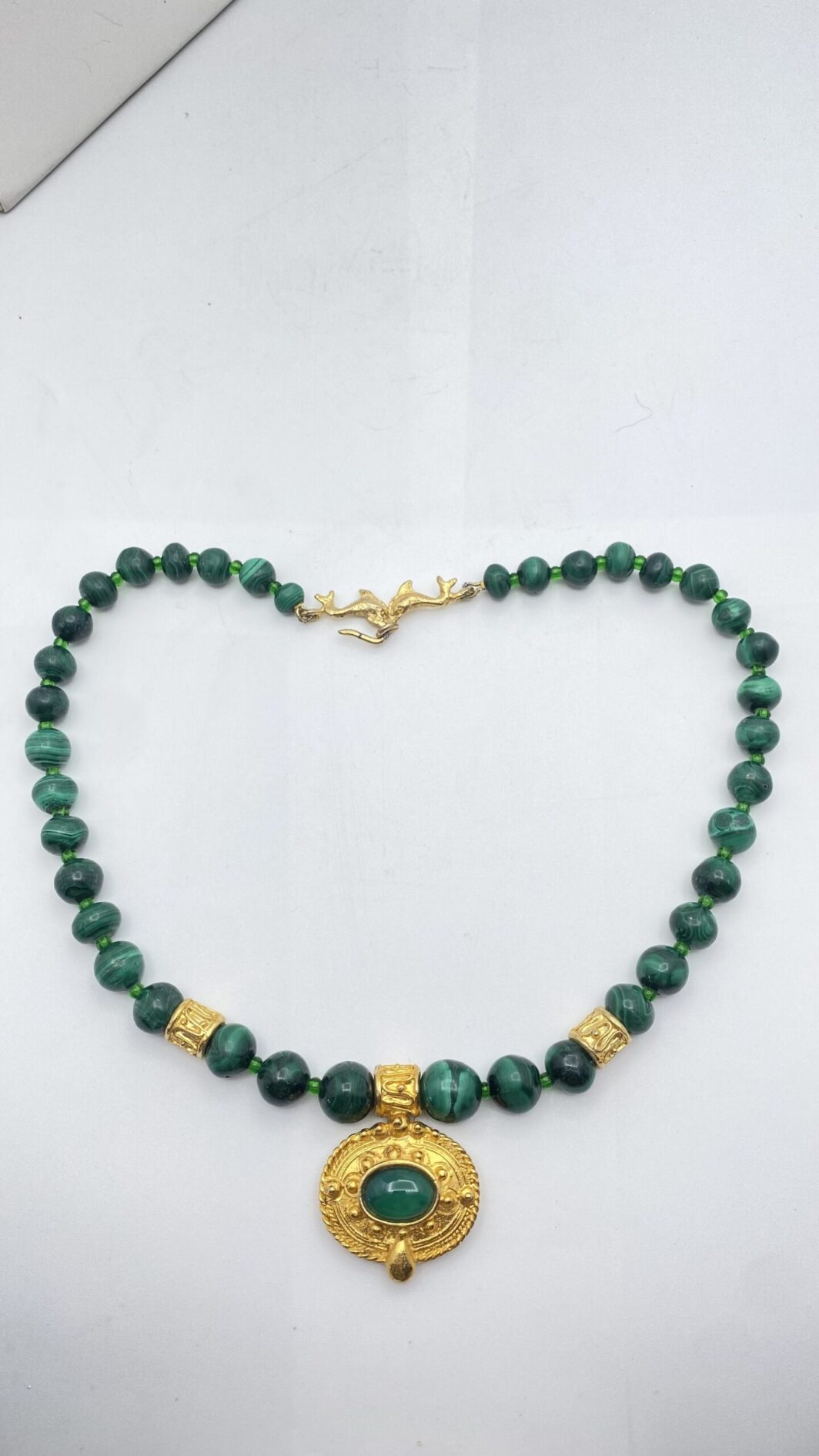 COLLIER IN MALACHITE E METALLO GOLDTONE. ANNI ‘80 - immagine 3