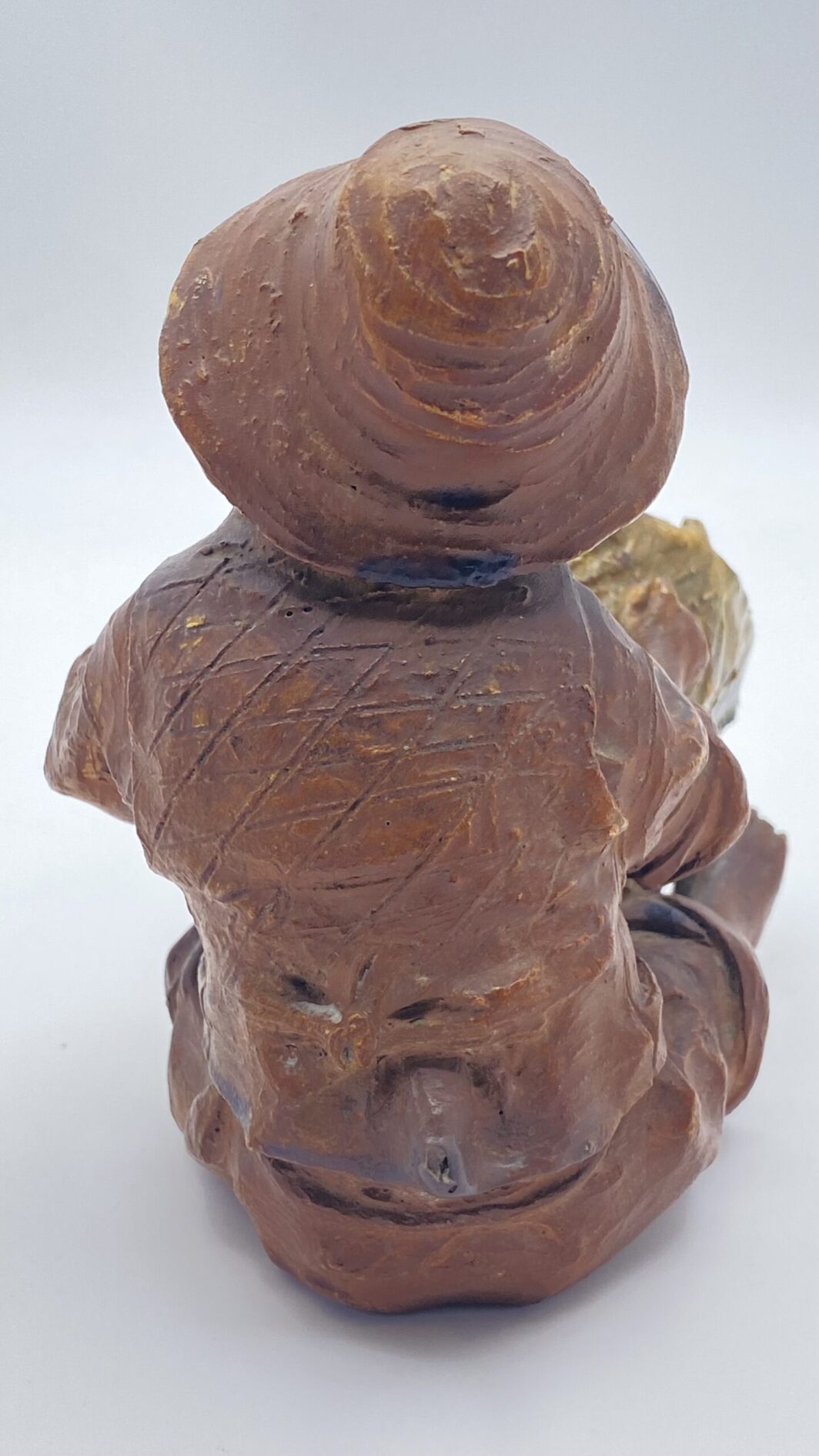 TERRACOTTA. BAMBINO PESCATORE CON CESTO. ITALIA FINE XIX sec. - immagine 5