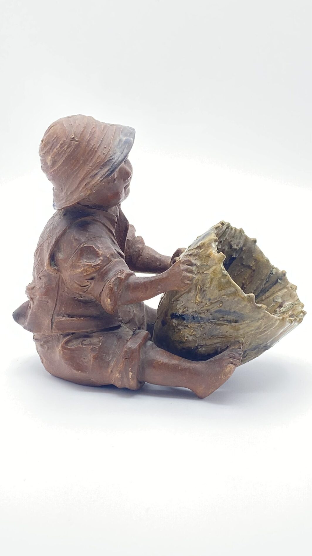 TERRACOTTA. BAMBINO PESCATORE CON CESTO. ITALIA FINE XIX sec. - immagine 6