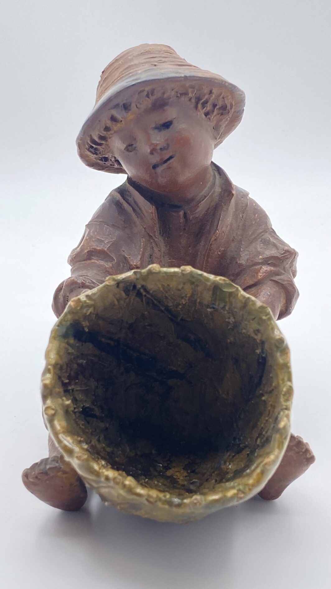 TERRACOTTA. BAMBINO PESCATORE CON CESTO. ITALIA FINE XIX sec. - immagine 10