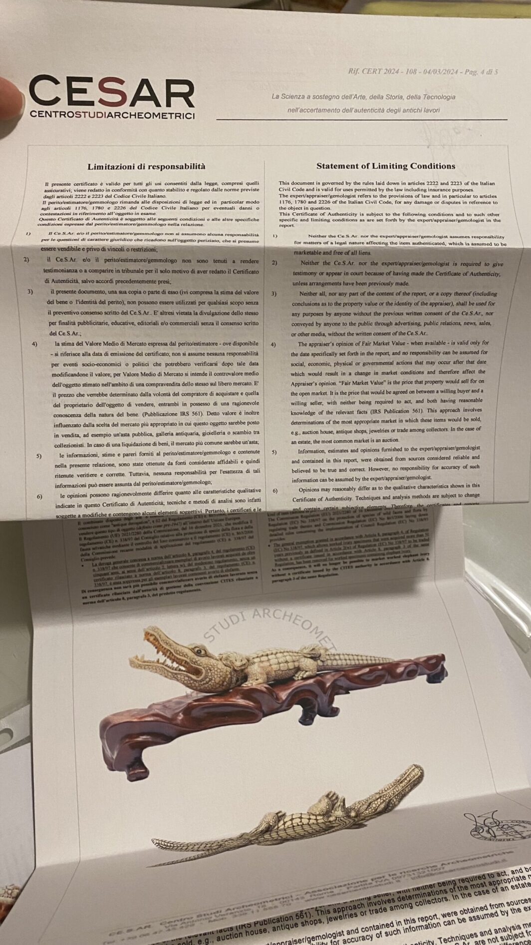 COCCODRILLO IN AVORIO, CON FIRMA DELLO SCULTORE SUL VENTRE. GIAPPONE, INIZI XX sec. - immagine 43
