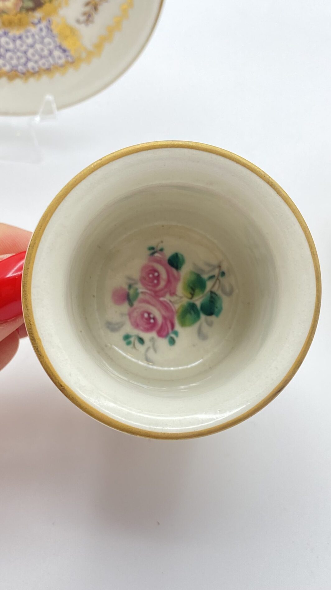 TÊTE-À-TÊTE DI TAZZINE LIMOGES DIPINTE A MANO.  FRANCIA, VINTAGE XX sec. - immagine 7