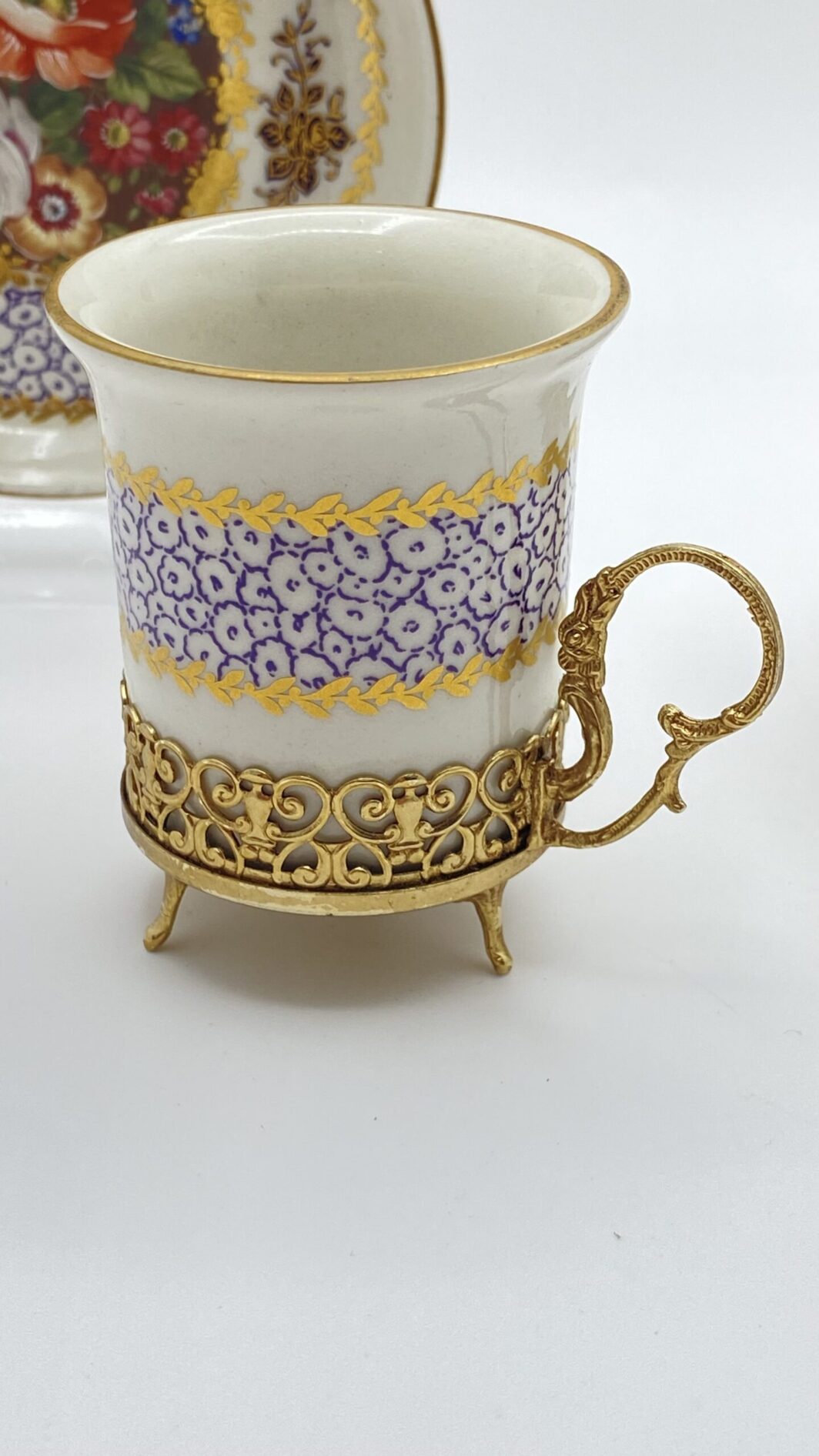 TÊTE-À-TÊTE DI TAZZINE LIMOGES DIPINTE A MANO.  FRANCIA, VINTAGE XX sec. - immagine 8