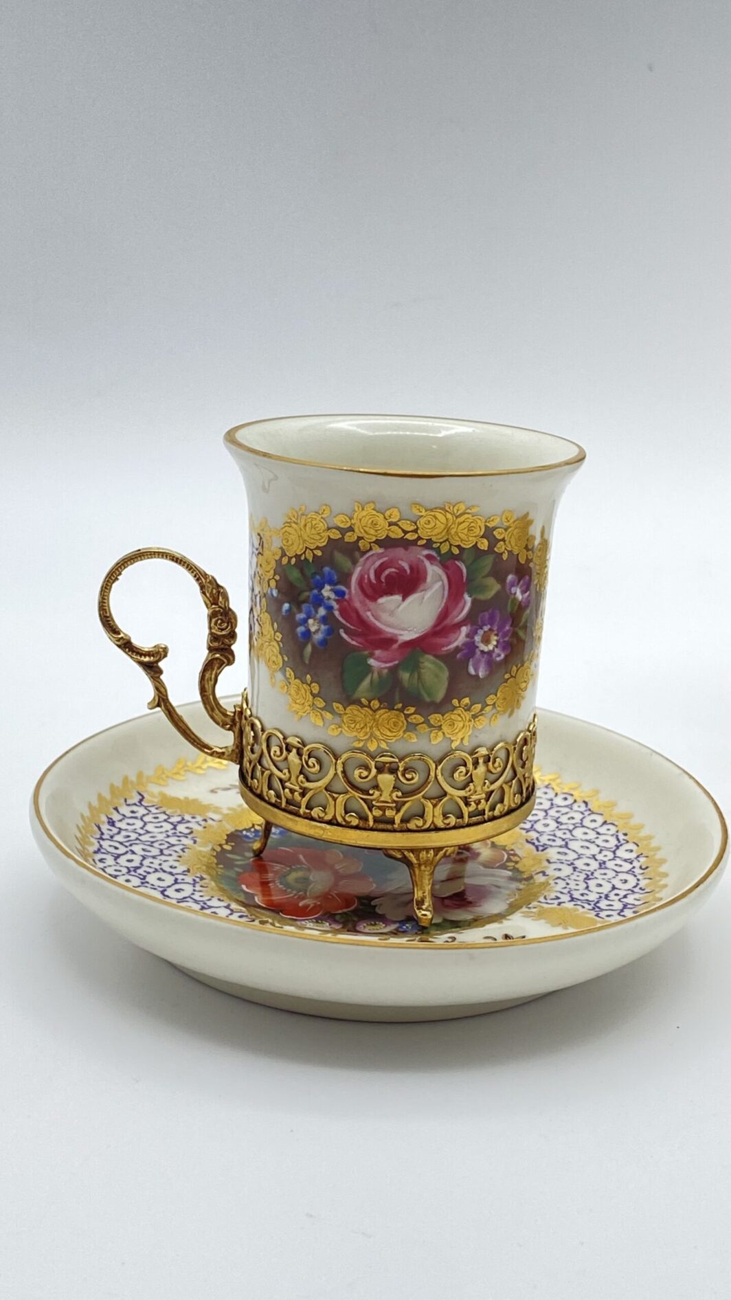 TÊTE-À-TÊTE DI TAZZINE LIMOGES DIPINTE A MANO.  FRANCIA, VINTAGE XX sec. - immagine 13