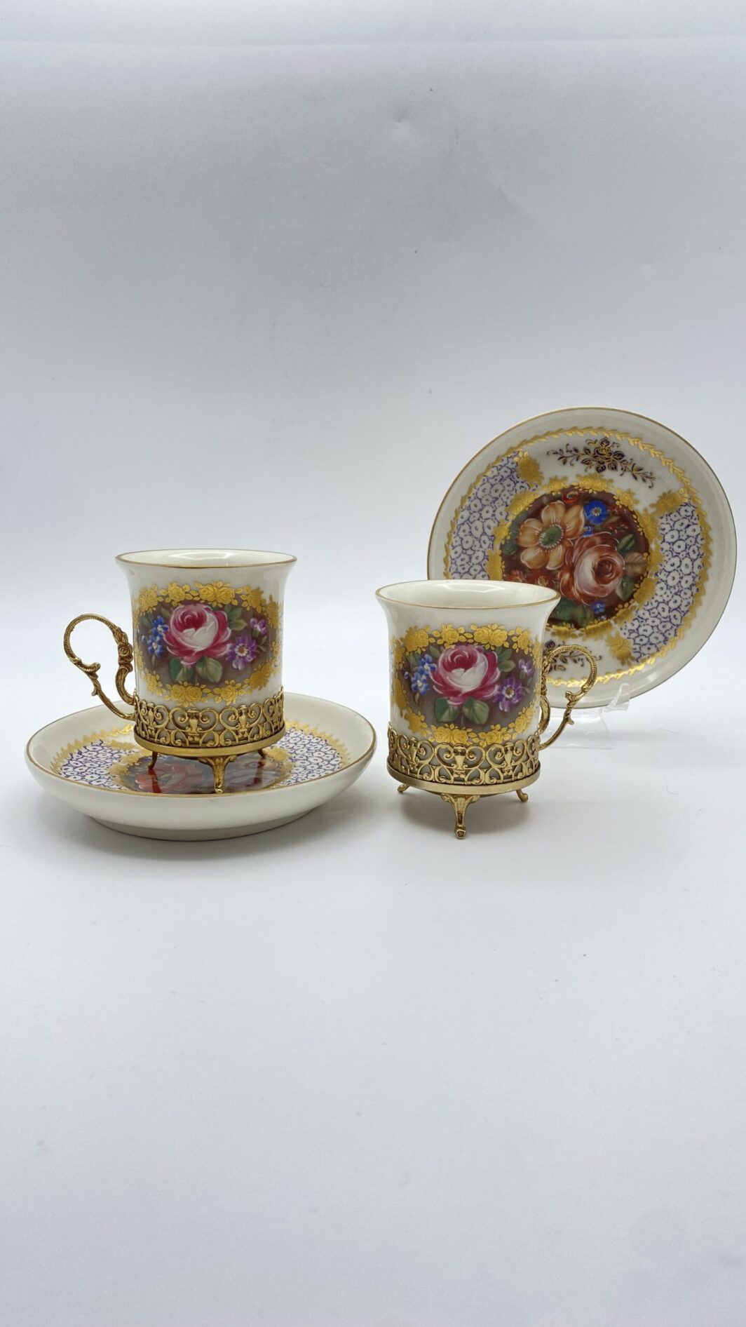 TÊTE-À-TÊTE DI TAZZINE LIMOGES DIPINTE A MANO.  FRANCIA, VINTAGE XX sec. - immagine 14