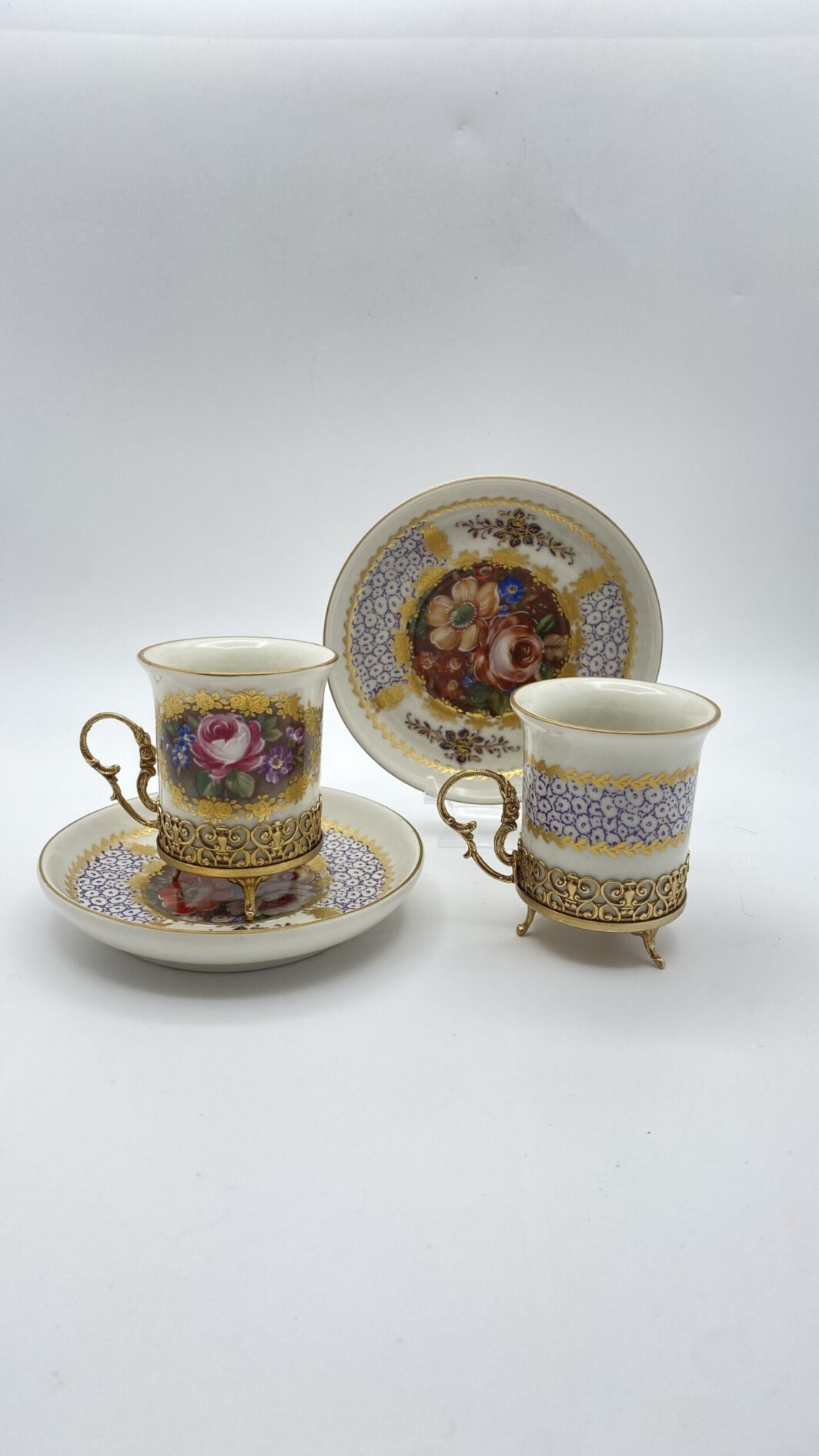 TÊTE-À-TÊTE DI TAZZINE LIMOGES DIPINTE A MANO.  FRANCIA, VINTAGE XX sec. - immagine 15