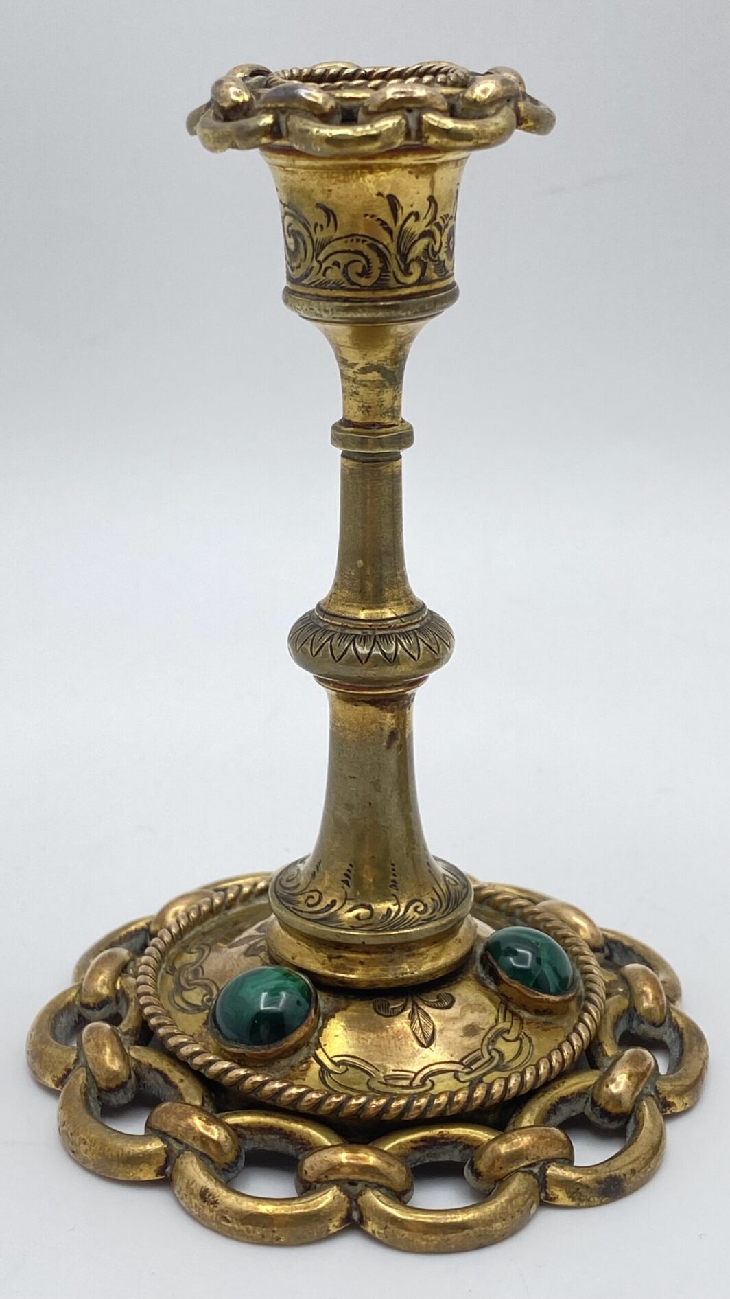 PAIO CANDELIERI DA SCRITTOIO IN BRONZO E MALACHITE. FRANCIA. XIX sec. - immagine 4