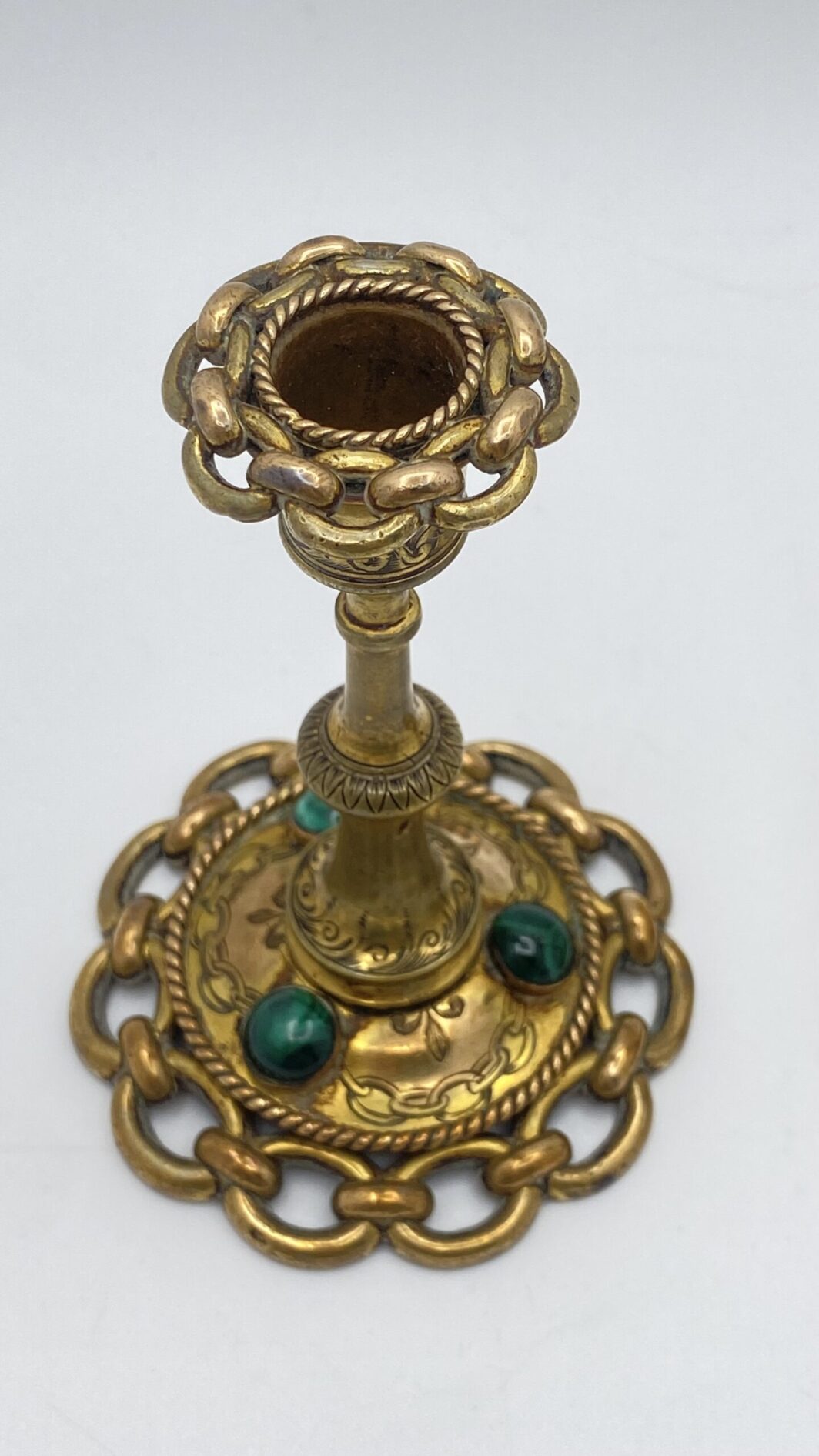 PAIO CANDELIERI DA SCRITTOIO IN BRONZO E MALACHITE. FRANCIA. XIX sec. - immagine 6