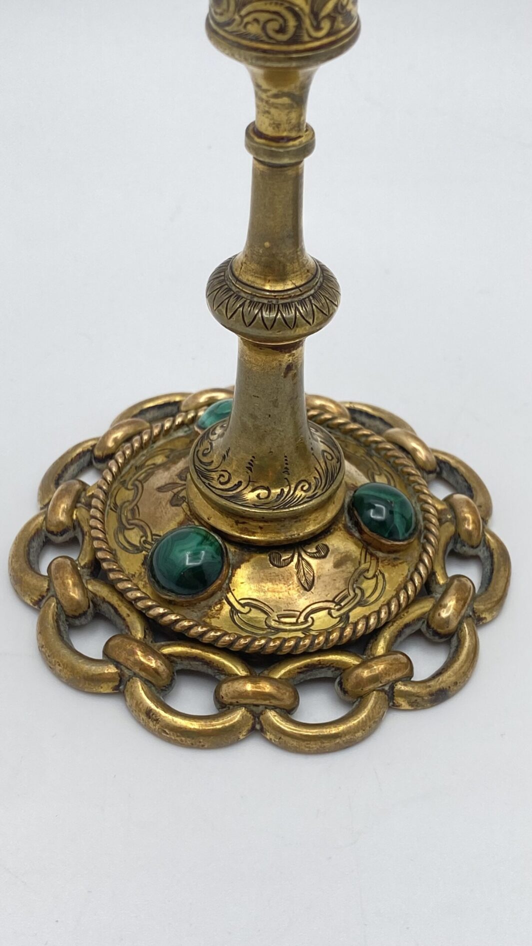 PAIO CANDELIERI DA SCRITTOIO IN BRONZO E MALACHITE. FRANCIA. XIX sec. - immagine 7