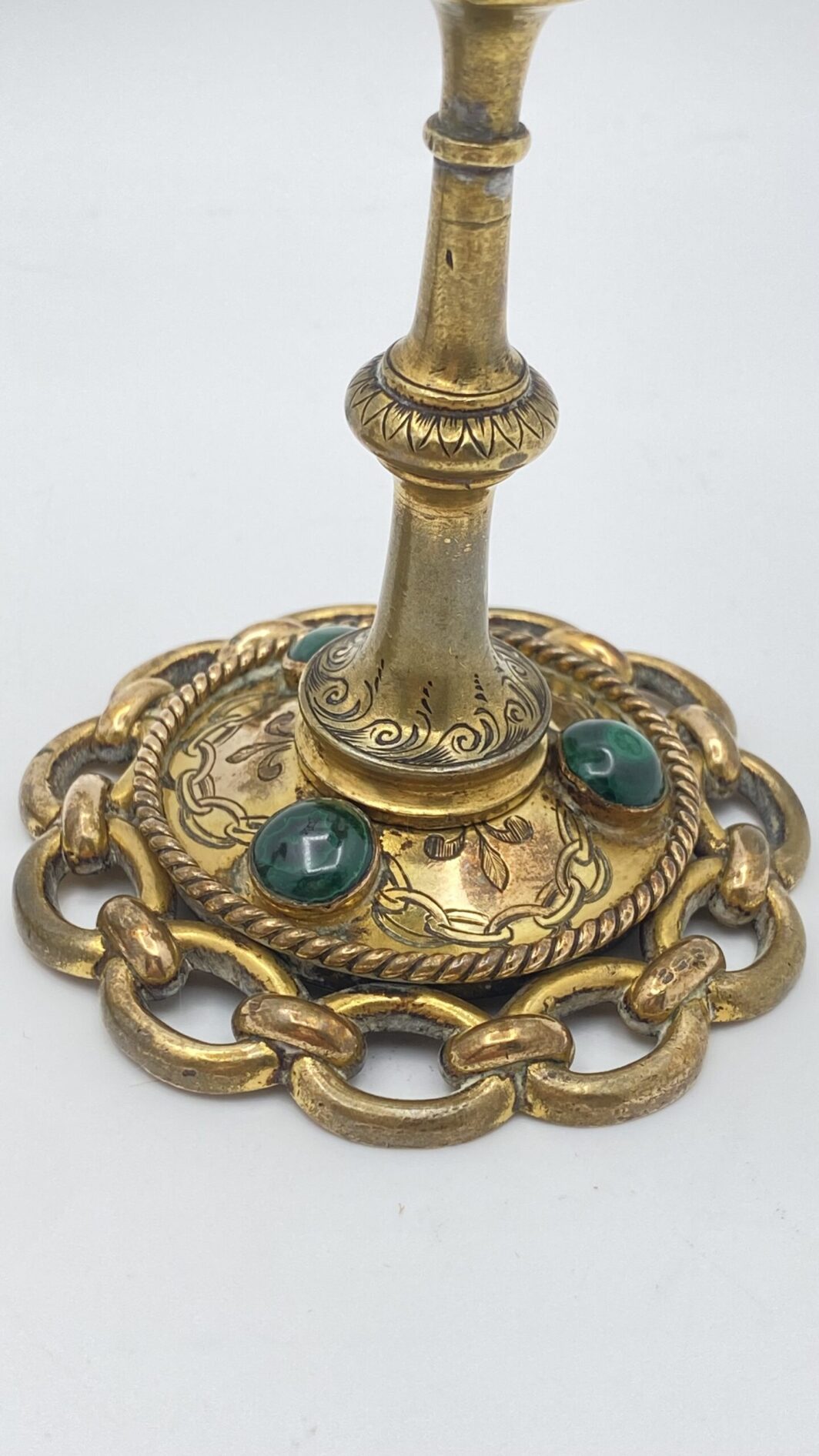 PAIO CANDELIERI DA SCRITTOIO IN BRONZO E MALACHITE. FRANCIA. XIX sec. - immagine 8