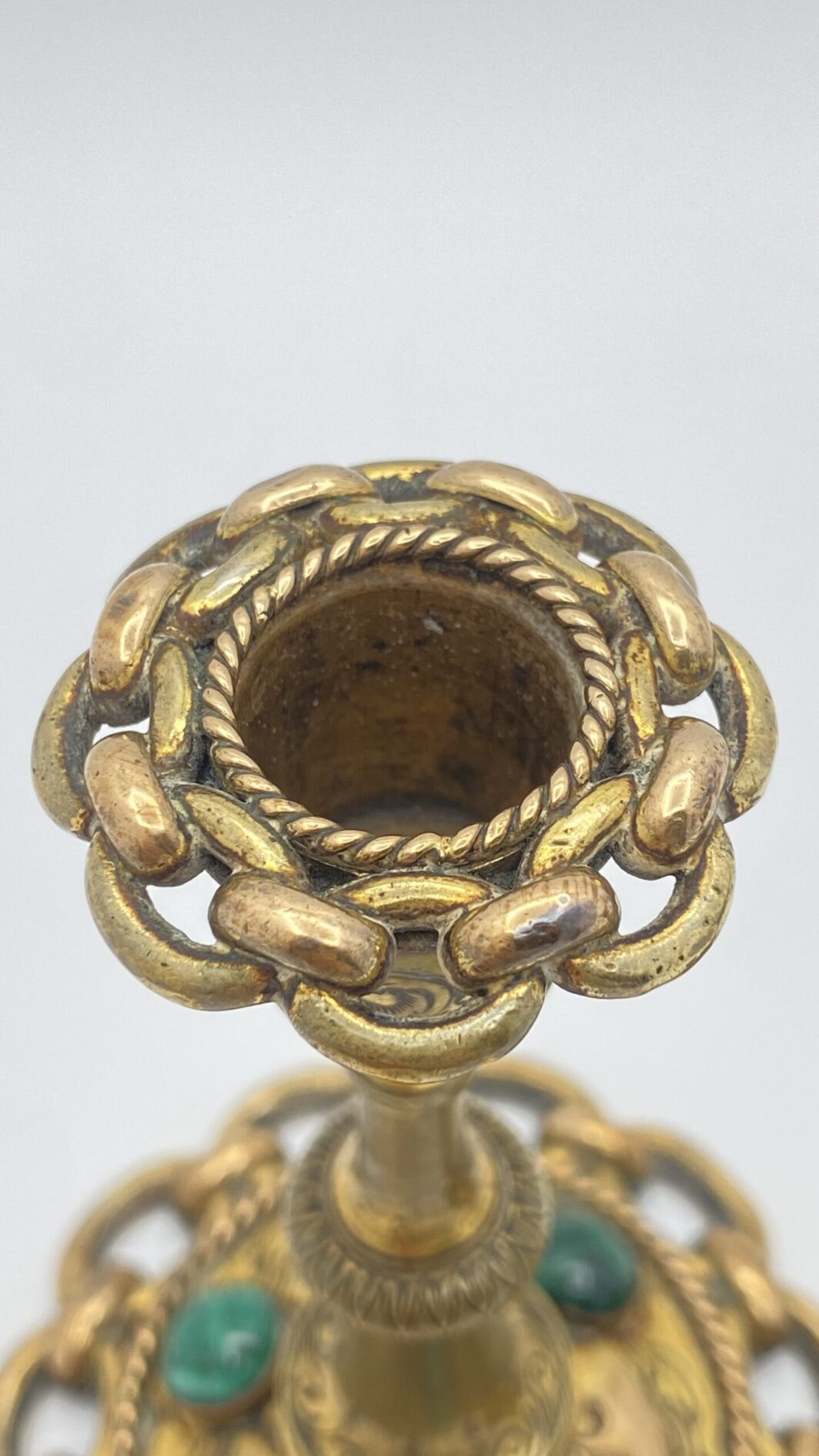 PAIO CANDELIERI DA SCRITTOIO IN BRONZO E MALACHITE. FRANCIA. XIX sec. - immagine 14