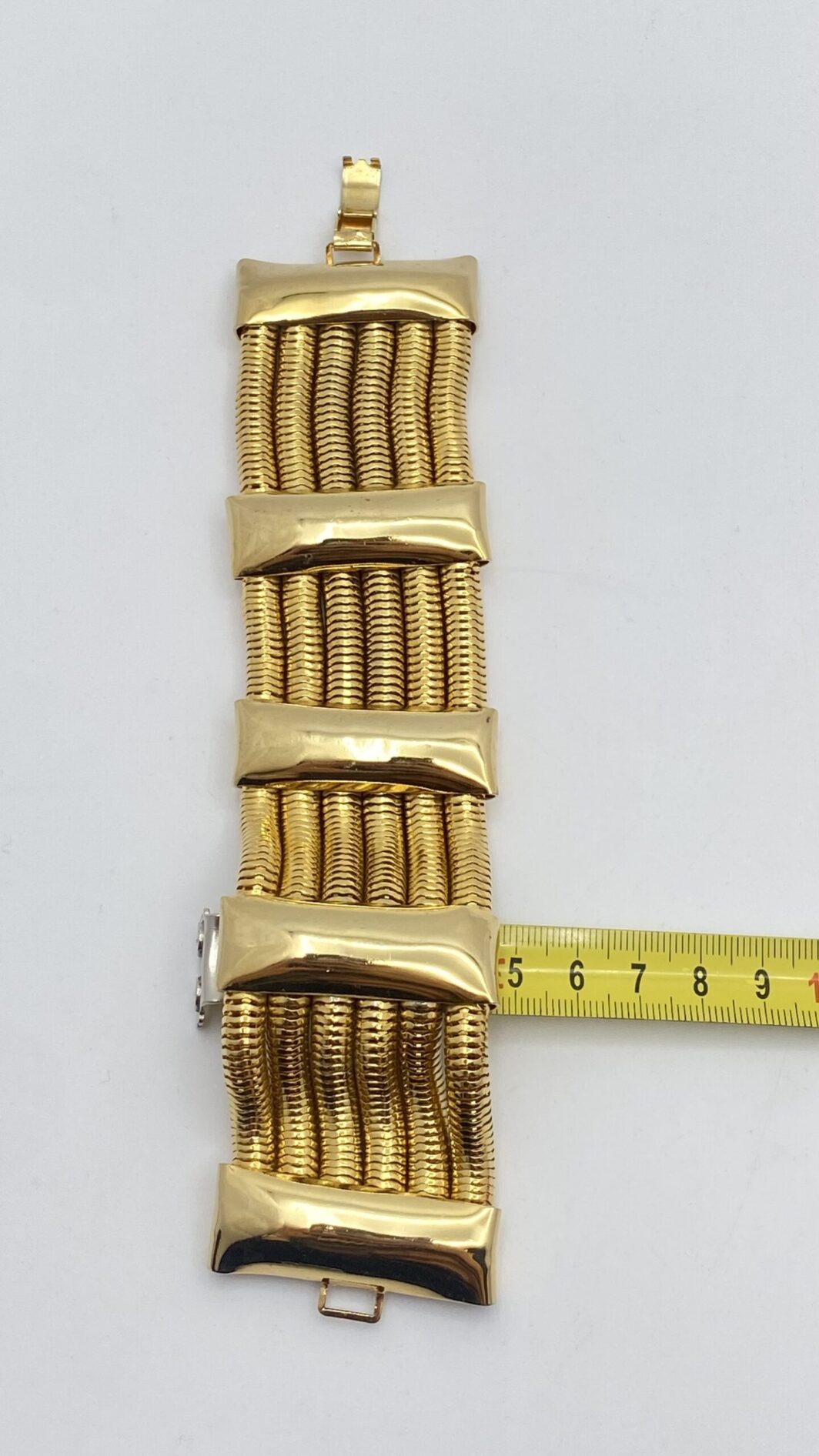 “GENNY” VINTAGE. BRACCIALE SEMIRIGIDO A POLSIERA IN METALLO GOLDTONE. - immagine 12