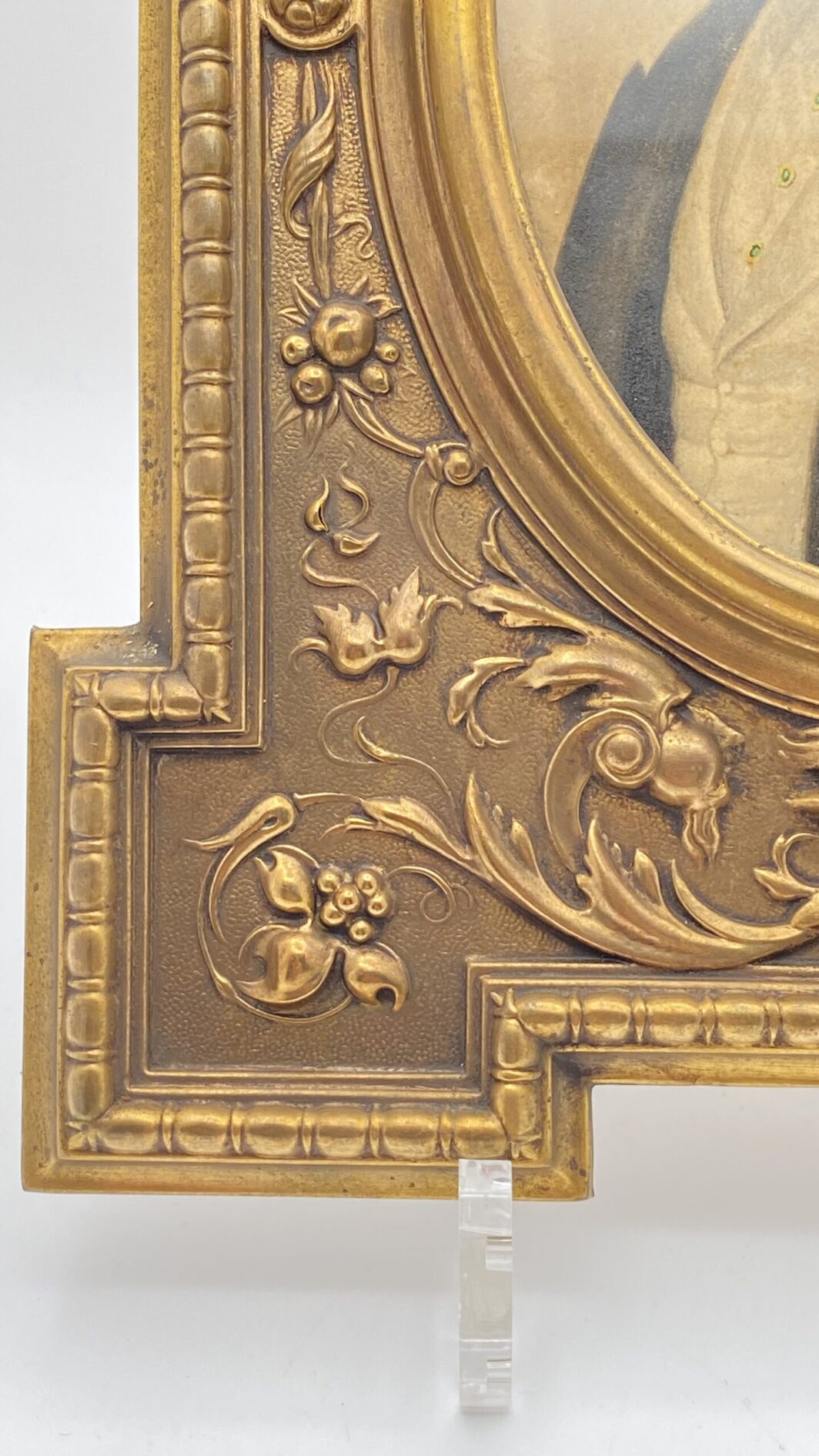 ACQUERELLO RAFFIGURANTE RITRATTO DI NOBILUOMO CON CORNICE IN ORMOLU, INIZI XIX sec. CARLO X - immagine 4
