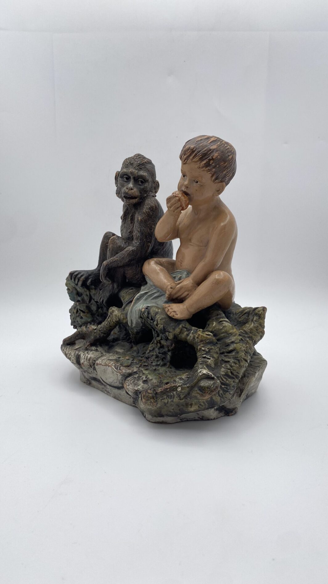 MERAVIGLIOSA E RARA SCULTURA IN TERRACOTTA POLICROMA SHUTZ MARK, A TIRATURA LIMITATA, FIRMATA DAL MAESTRO EGOISE, INTITOLATA “L’EGOISMO” REALIZZATA IN STILE ORIENTALISTA. GERMANIA, ANNO 1892. - immagine 7