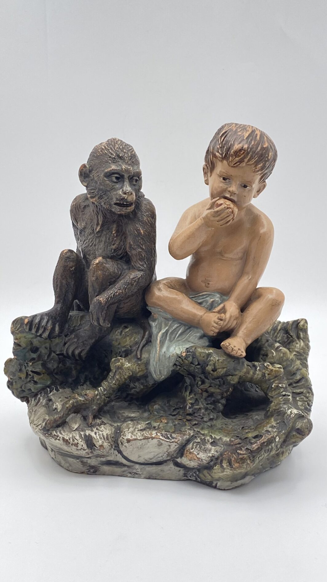 MERAVIGLIOSA E RARA SCULTURA IN TERRACOTTA POLICROMA SHUTZ MARK, A TIRATURA LIMITATA, FIRMATA DAL MAESTRO EGOISE, INTITOLATA “L’EGOISMO” REALIZZATA IN STILE ORIENTALISTA. GERMANIA, ANNO 1892. - immagine 9