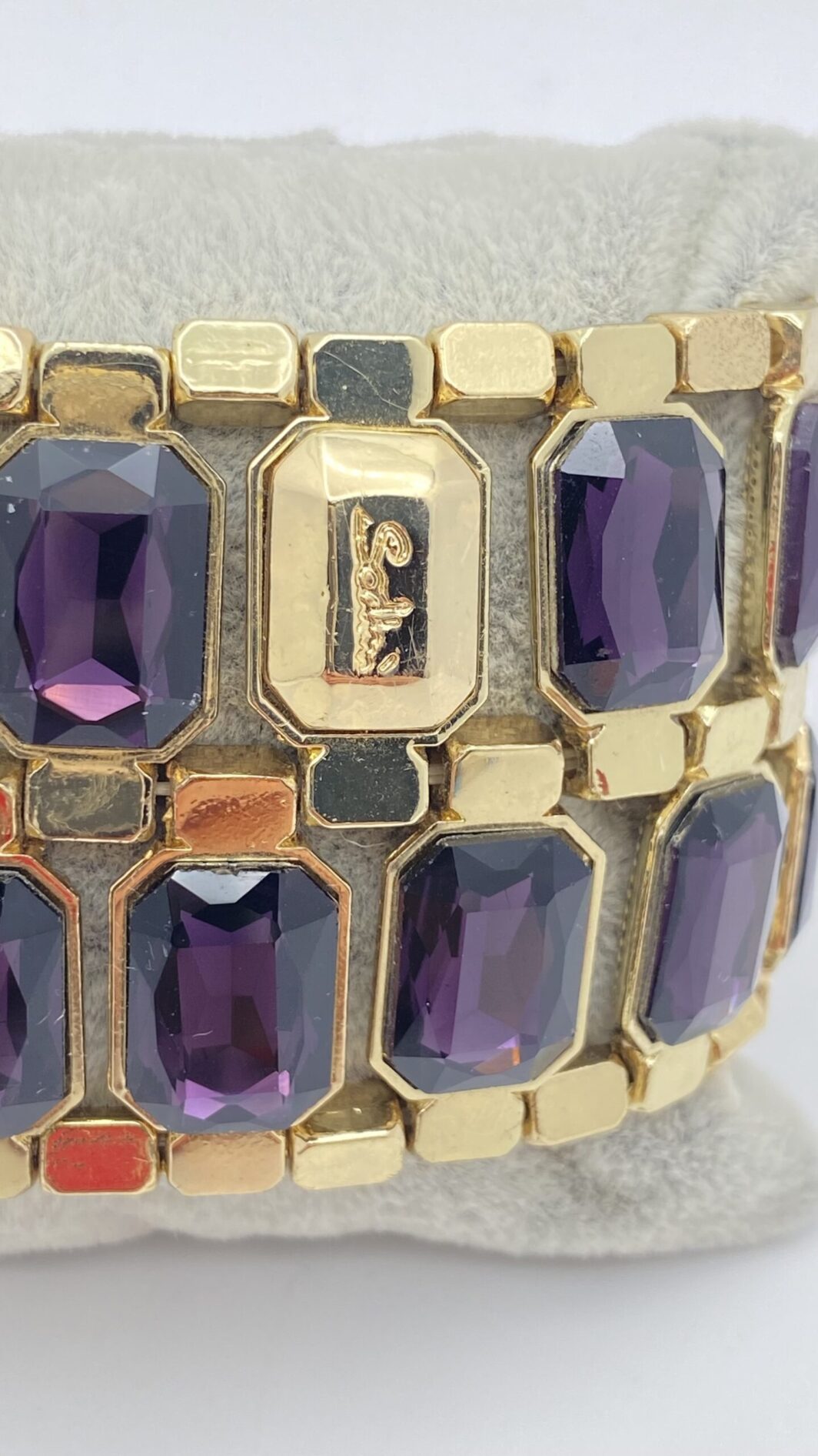 “SODINI” VINTAGE. BRACCIALE ELASTICO IN METALLO GOLDTONE E CRISTALLI. - immagine 5
