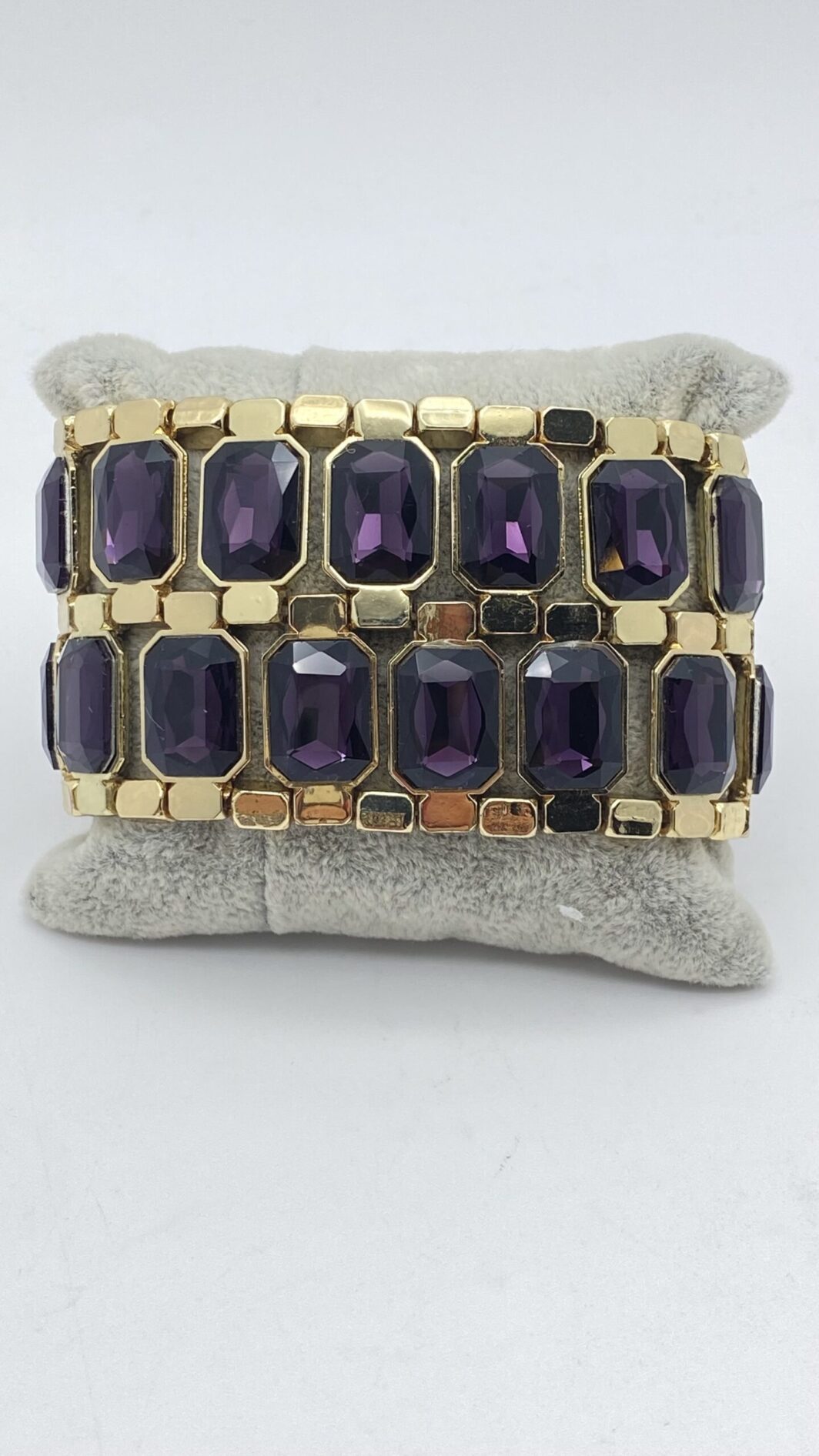 “SODINI” VINTAGE. BRACCIALE ELASTICO IN METALLO GOLDTONE E CRISTALLI. - immagine 6