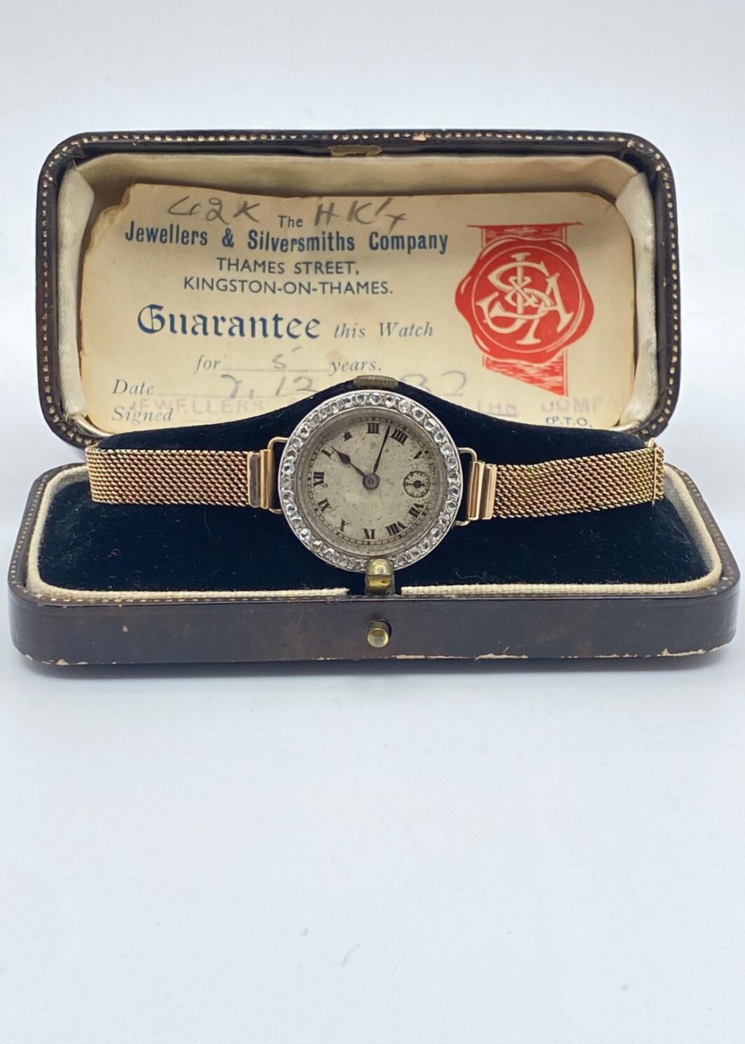OROLOGIO IN ORO 18KT E DIAMANTI CON SCATOLA E GARANZIA ORIGINALI (1918)