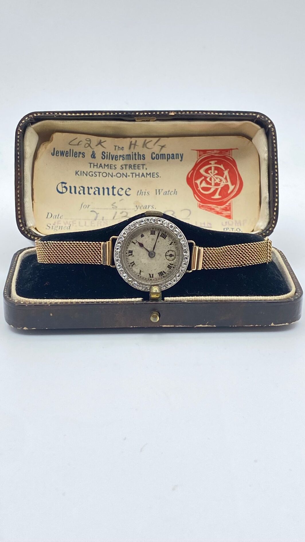 OROLOGIO IN ORO 18KT E DIAMANTI CON SCATOLA E GARANZIA ORIGINALI (1918)