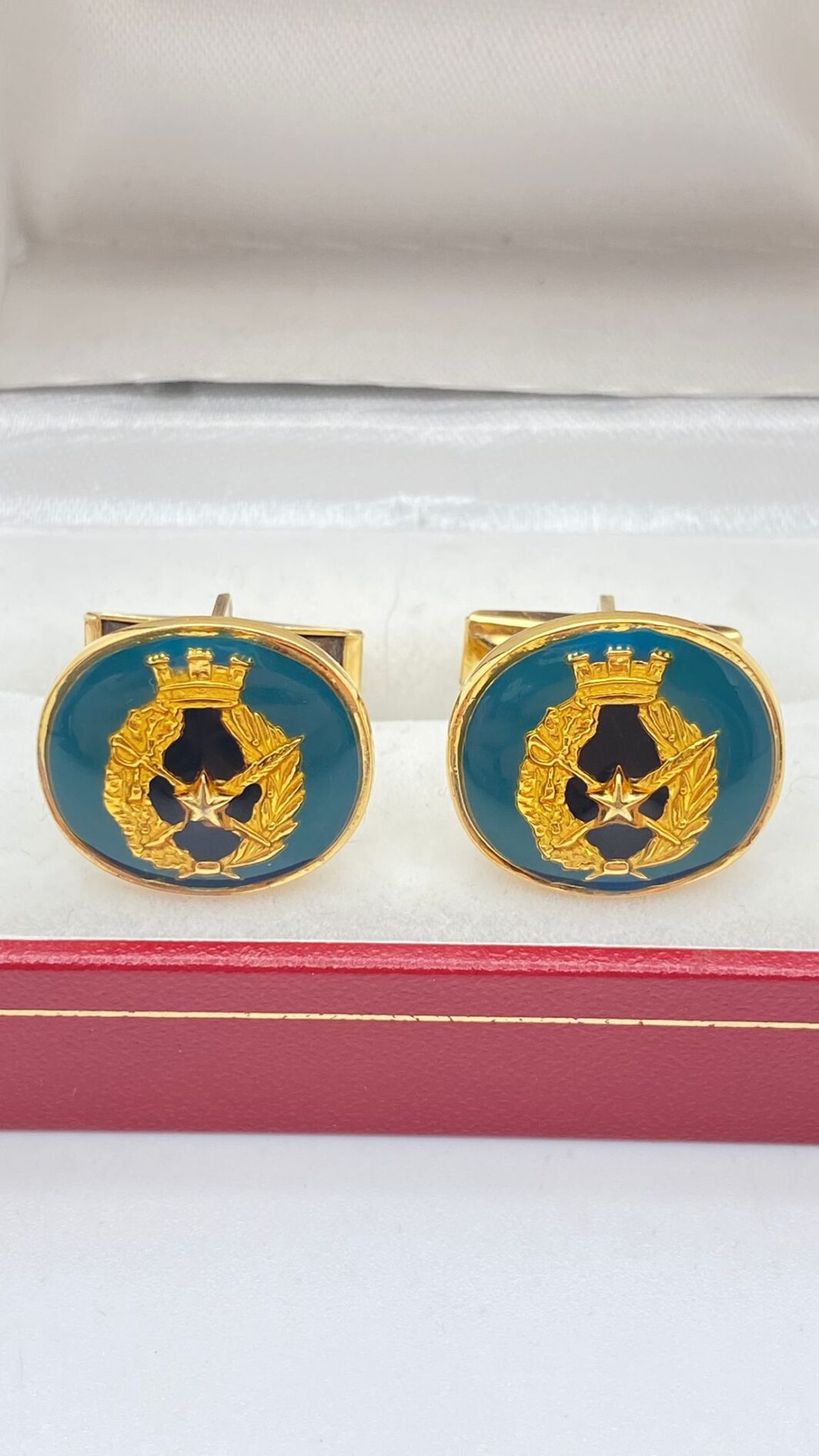 IMPORTANTE PAIO DI GEMELLI VINTAGE IN ARGENTO 925 E SMALTI. - immagine 2