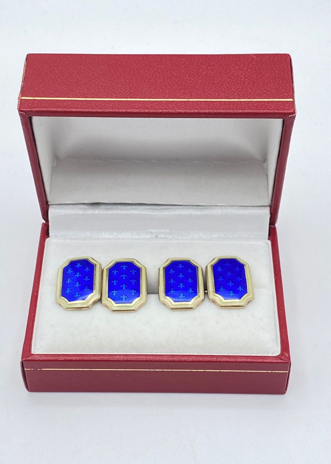 GEMELLI VINTAGE ART DECO IN ARGENTO 925 CON DECORAZIONE A SMALTI E GIGLI FIORENTINI: UN CAPOLAVORO DI MANIFATTURA