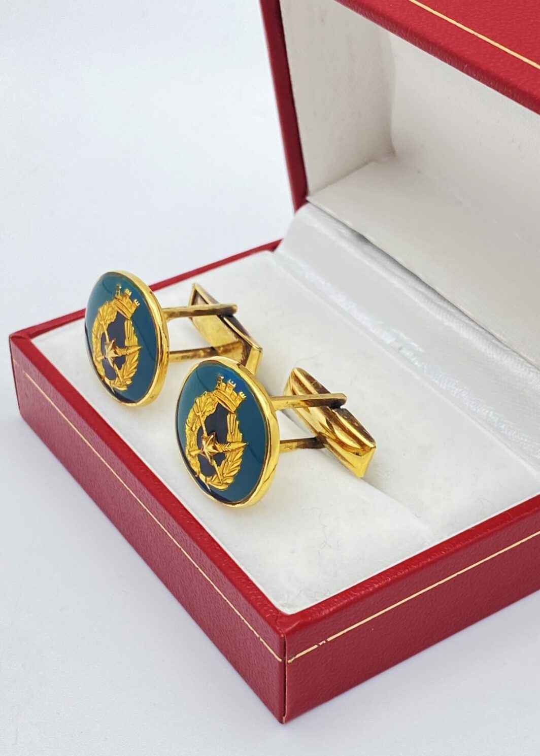 IMPORTANTE PAIO DI GEMELLI VINTAGE IN ARGENTO 925 E SMALTI.