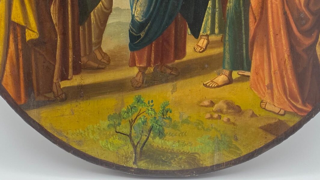 MAGNIFICA ICONA RAFFIGURANTE CRISTO BENEDICENTE. SECONDA META' DEL XIX SECOLO. - immagine 9