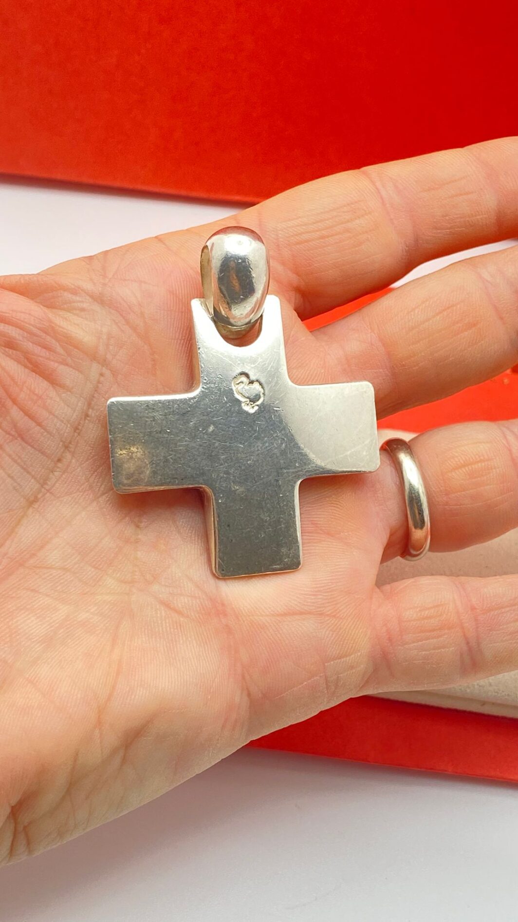 CIONDOLO DODO CROCE GRANDE, ARGENTO STERLING 925. - immagine 4