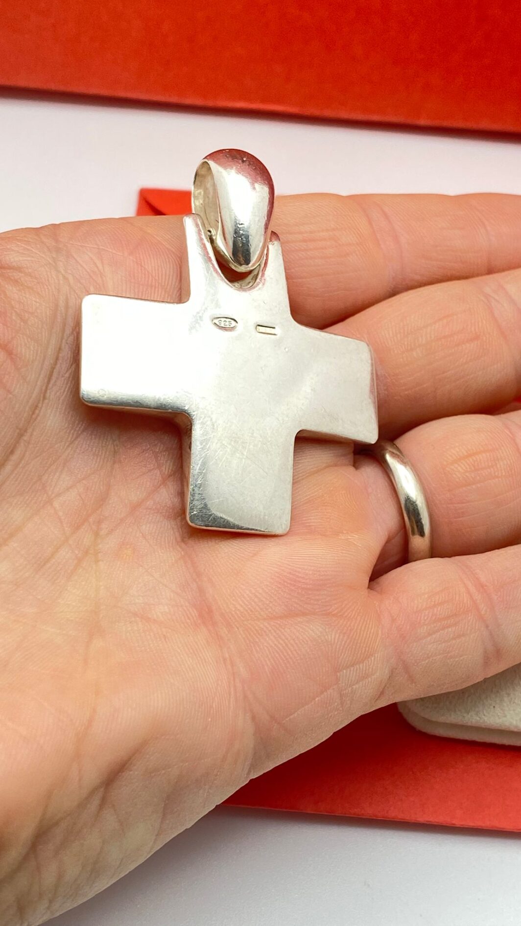 CIONDOLO DODO CROCE GRANDE, ARGENTO STERLING 925. - immagine 7