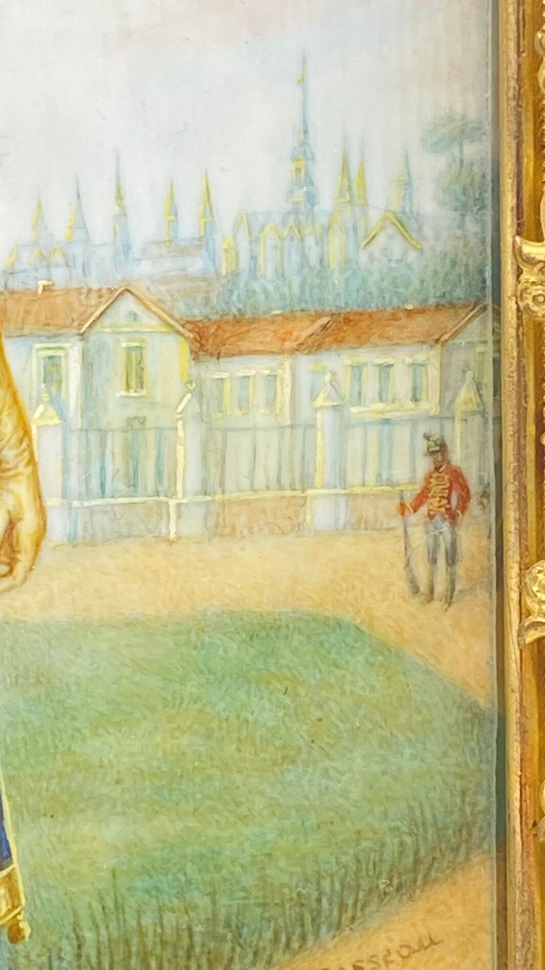 STRAORDINARIO PAIO DI MINIATURE DIPINTE A MANO SU AVORIO, RAFFIGURANTI NAPOLEONE BONAPARTE E MARIA LUIGIA D’AUSTRIA, FIRMATE RISPETTIVAMENTE DAI PITTORI “A. ORSELLI” E “E. ROSSEAU”, CON PREGIATE CORNICI IN BRONZO DORATO. FRANCIA, XIX sec. - immagine 14
