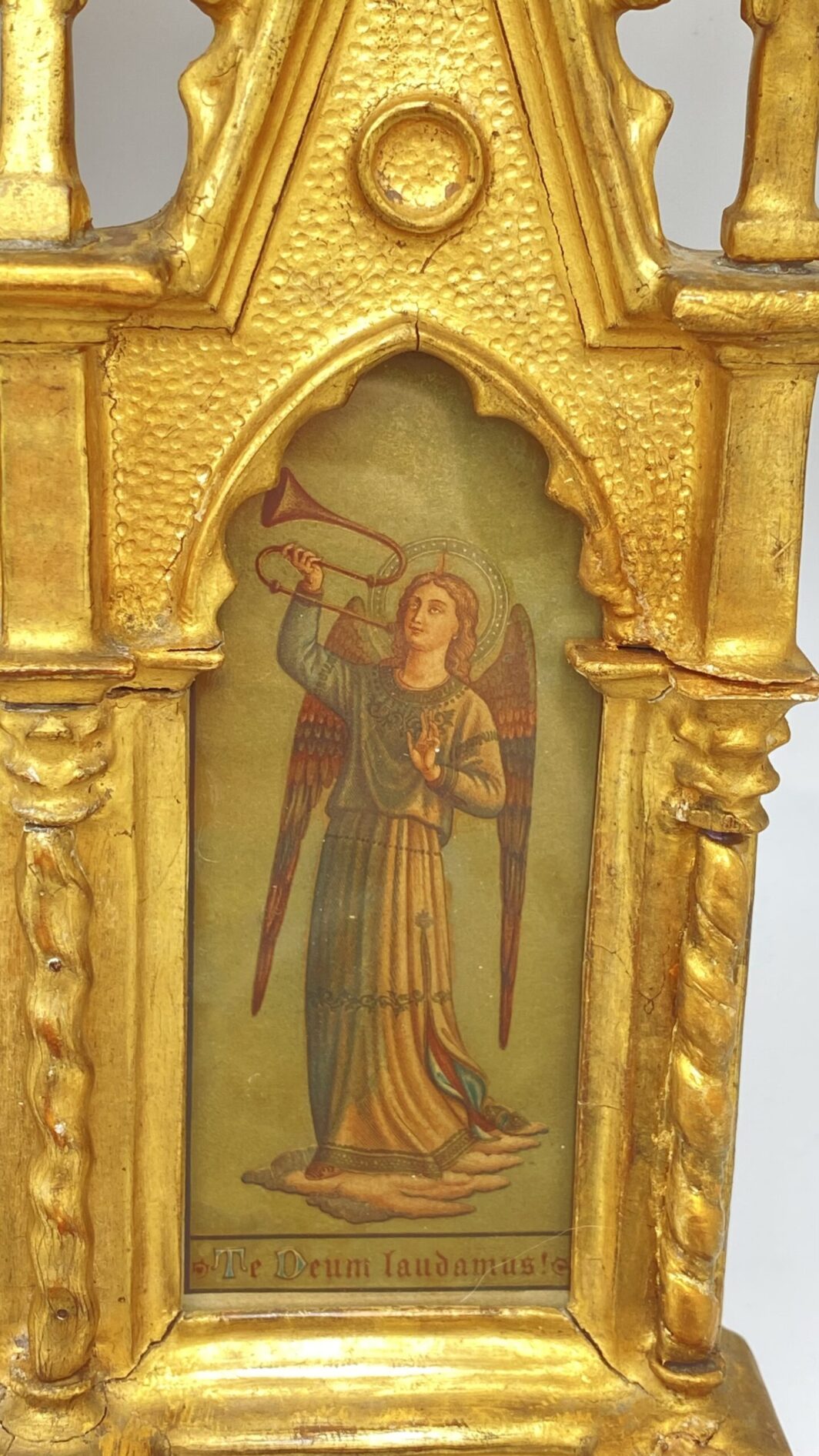POLITTICO DI METÀ DEL XIX SECOLO, DECORATO IN ORO ZECCHINO, CON INCISIONI COEVE DEGLI ARCANGELI. - immagine 6