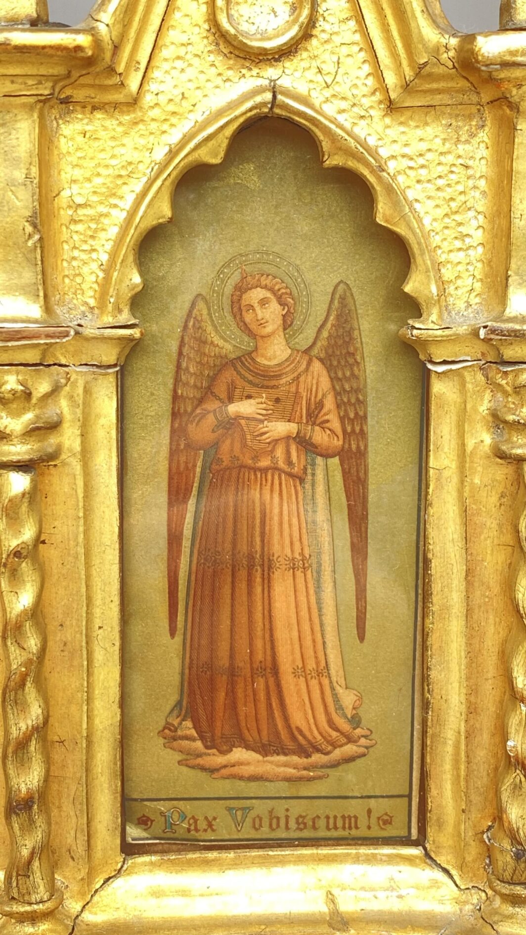 POLITTICO DI METÀ DEL XIX SECOLO, DECORATO IN ORO ZECCHINO, CON INCISIONI COEVE DEGLI ARCANGELI. - immagine 9