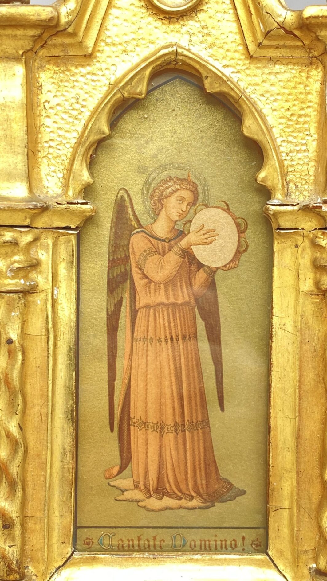 POLITTICO DI METÀ DEL XIX SECOLO, DECORATO IN ORO ZECCHINO, CON INCISIONI COEVE DEGLI ARCANGELI. - immagine 10