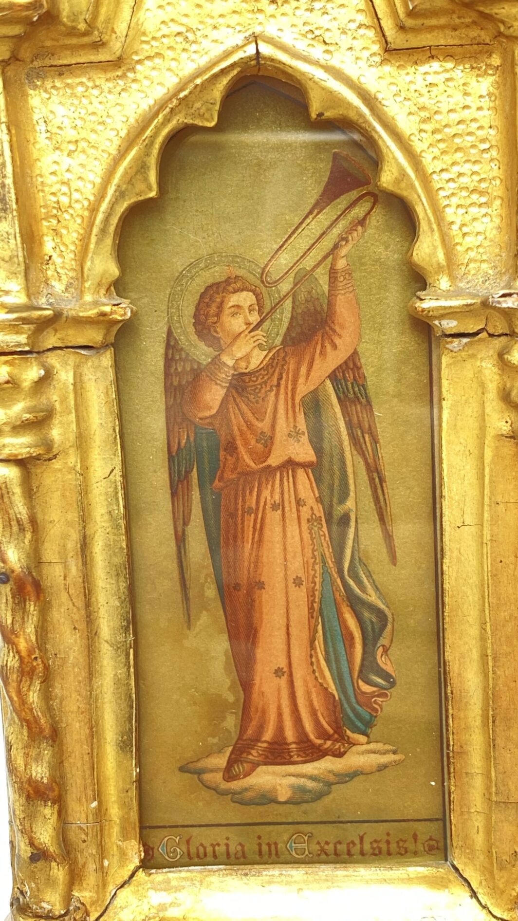 POLITTICO DI METÀ DEL XIX SECOLO, DECORATO IN ORO ZECCHINO, CON INCISIONI COEVE DEGLI ARCANGELI. - immagine 26
