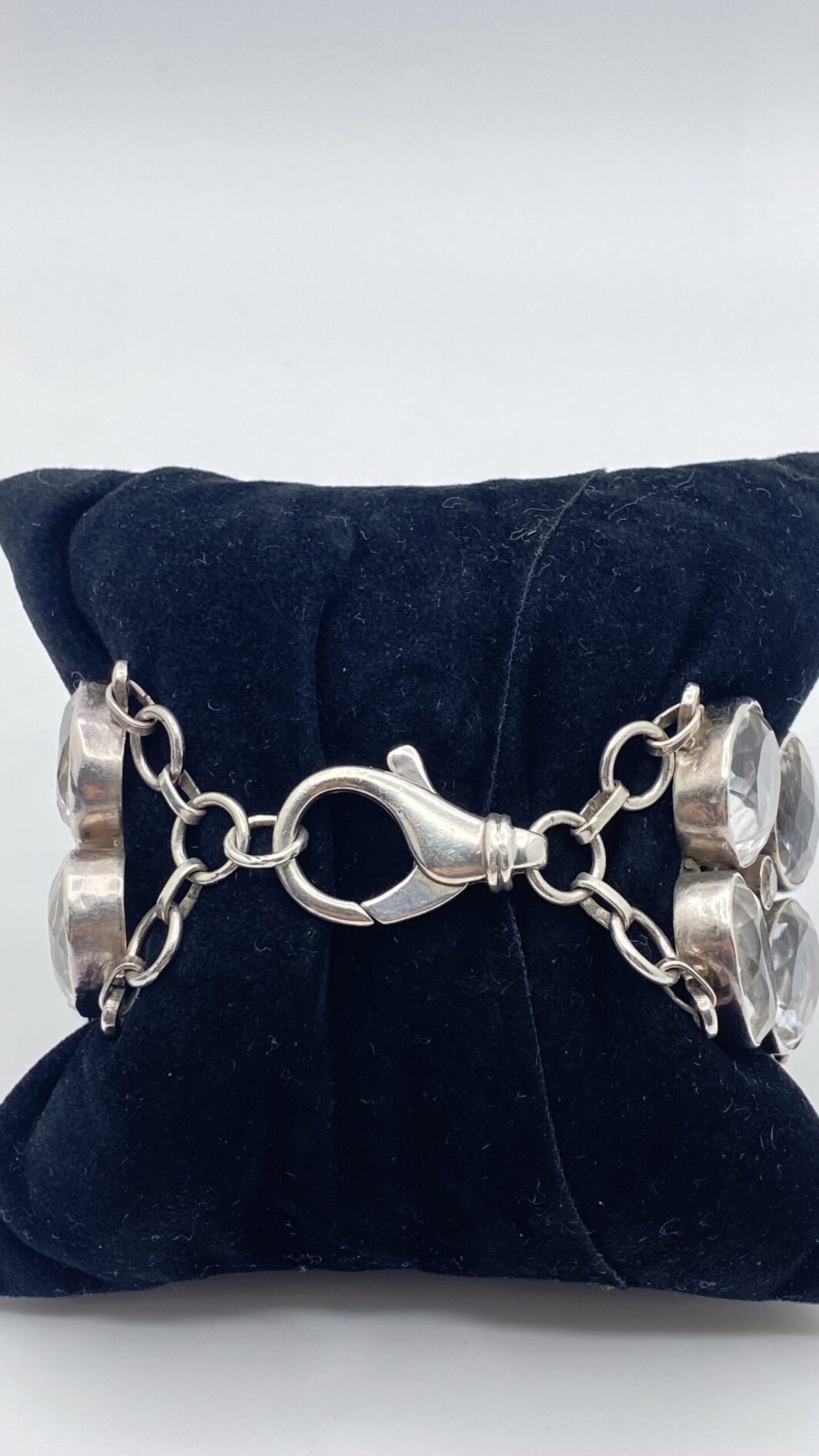 GRANDE BRACCIALE VINTAGE IN ARGENTO 925 E CRISTALLI DI ROCCA. ANNI ‘90 - immagine 7