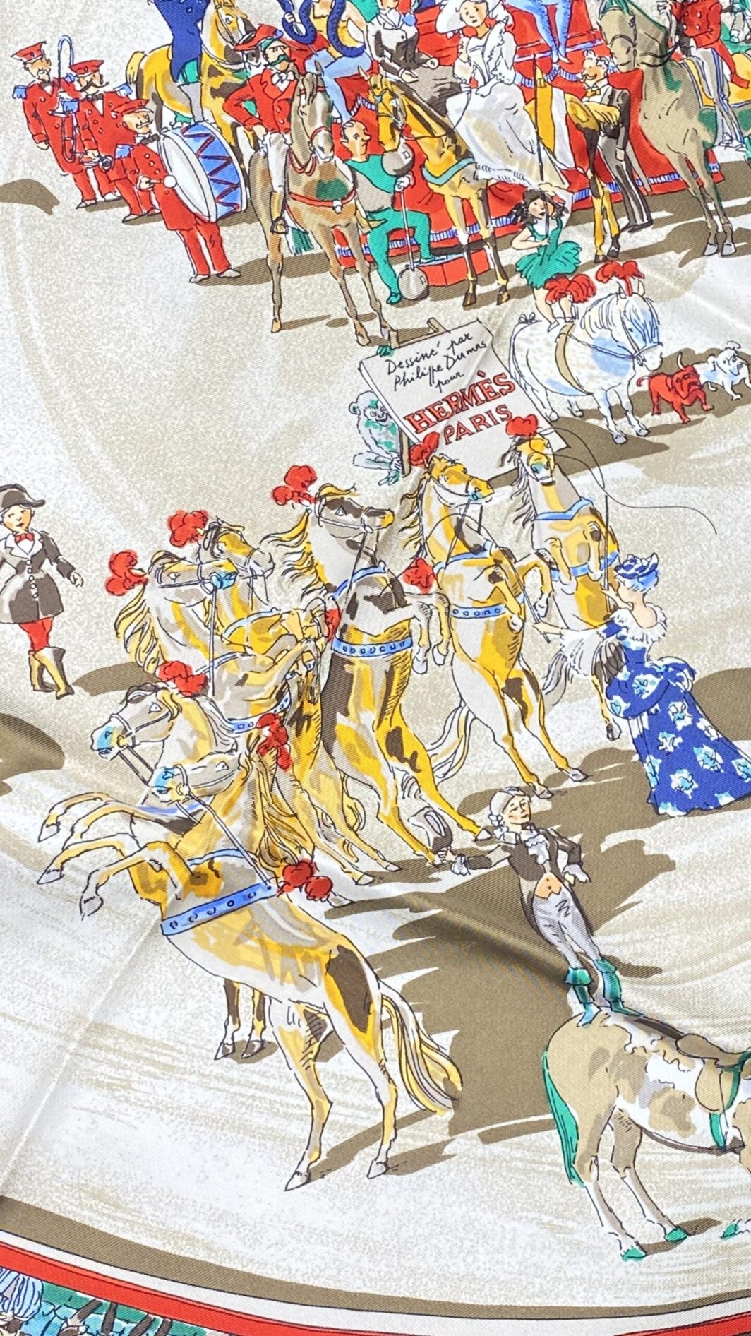 HERMÈS. CARRÉ 90 VINTAGE “CIRQUE MOLIER” BY PHILIPPE DUMAS. PARIGI, ANNI ‘80. CON SCATOLA ORIGINALE. - immagine 22